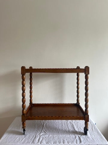 FRENCH BOBBIN BAR TROLLEY WITH WAVY TOP