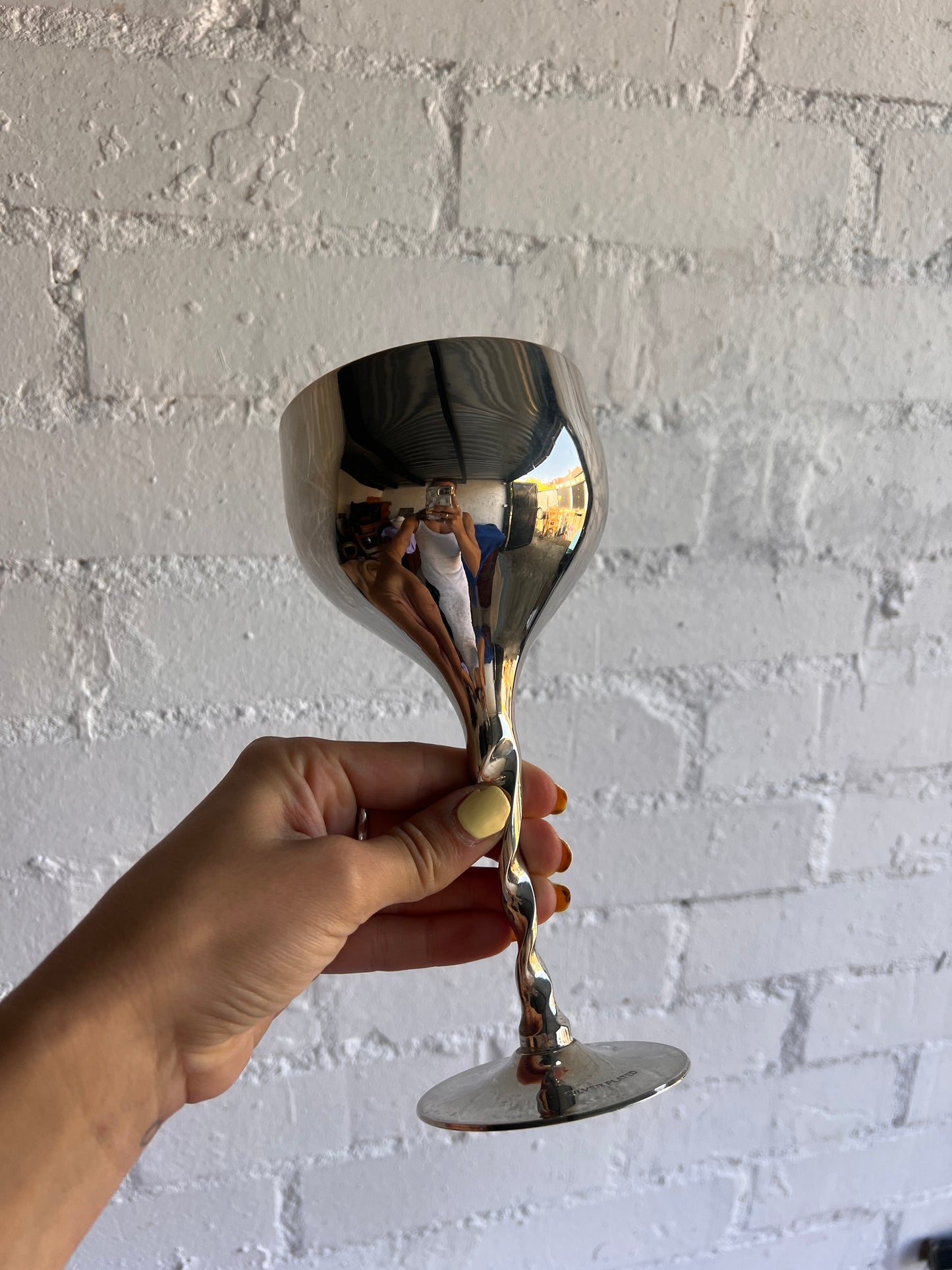 SET OF FOUR 70S SILVER TWISTED GOBLETS