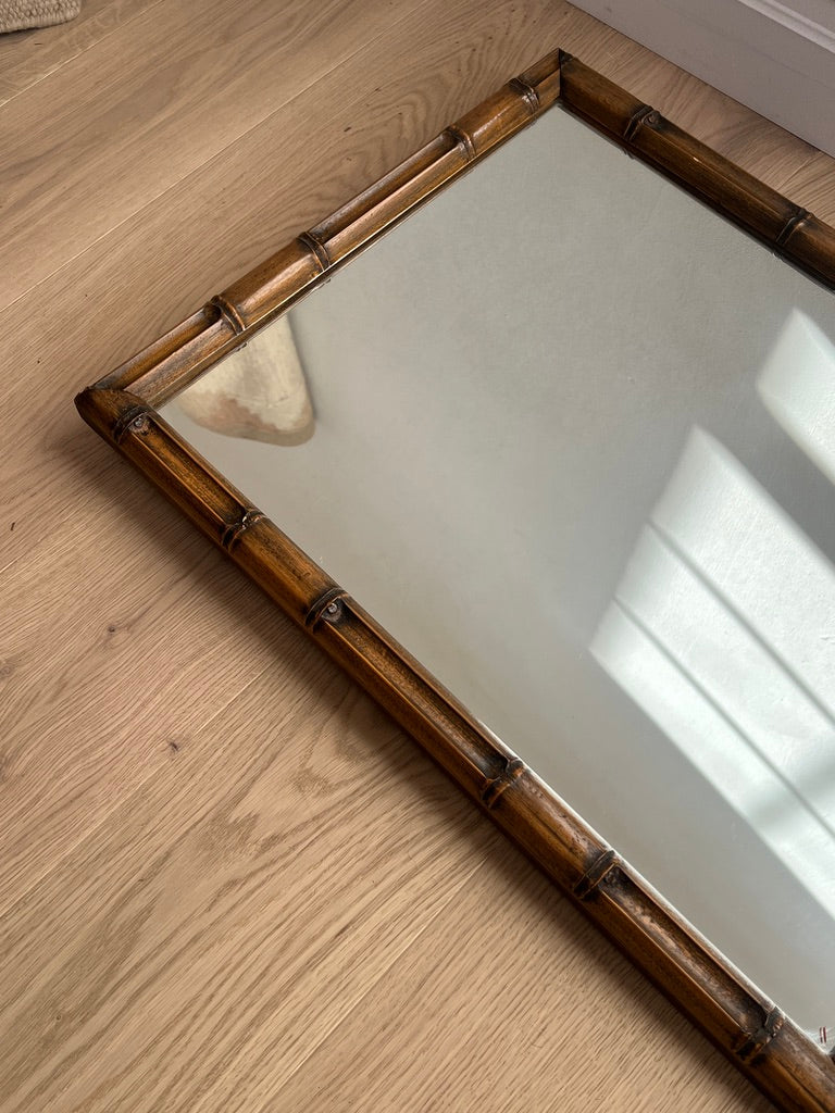 FAUX BAMBOO FRAMED WOODEN MIRROR