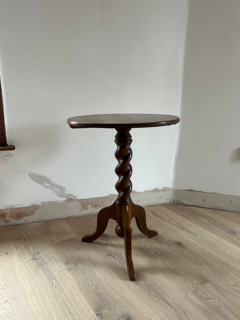 CIRCULAR SPIRAL & BALL WOOD SIDE TABLE