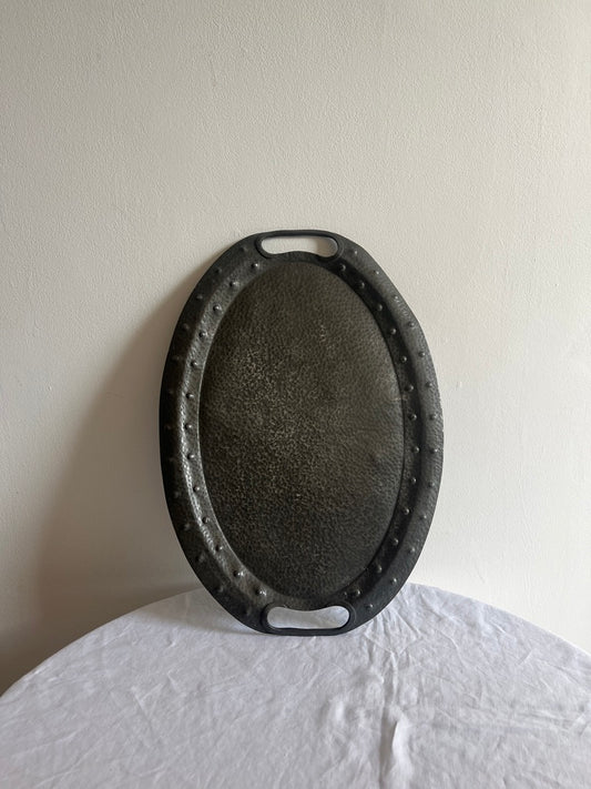 ARTS & CRAFTS PEWTER OVAL DECORATIVE TRAY