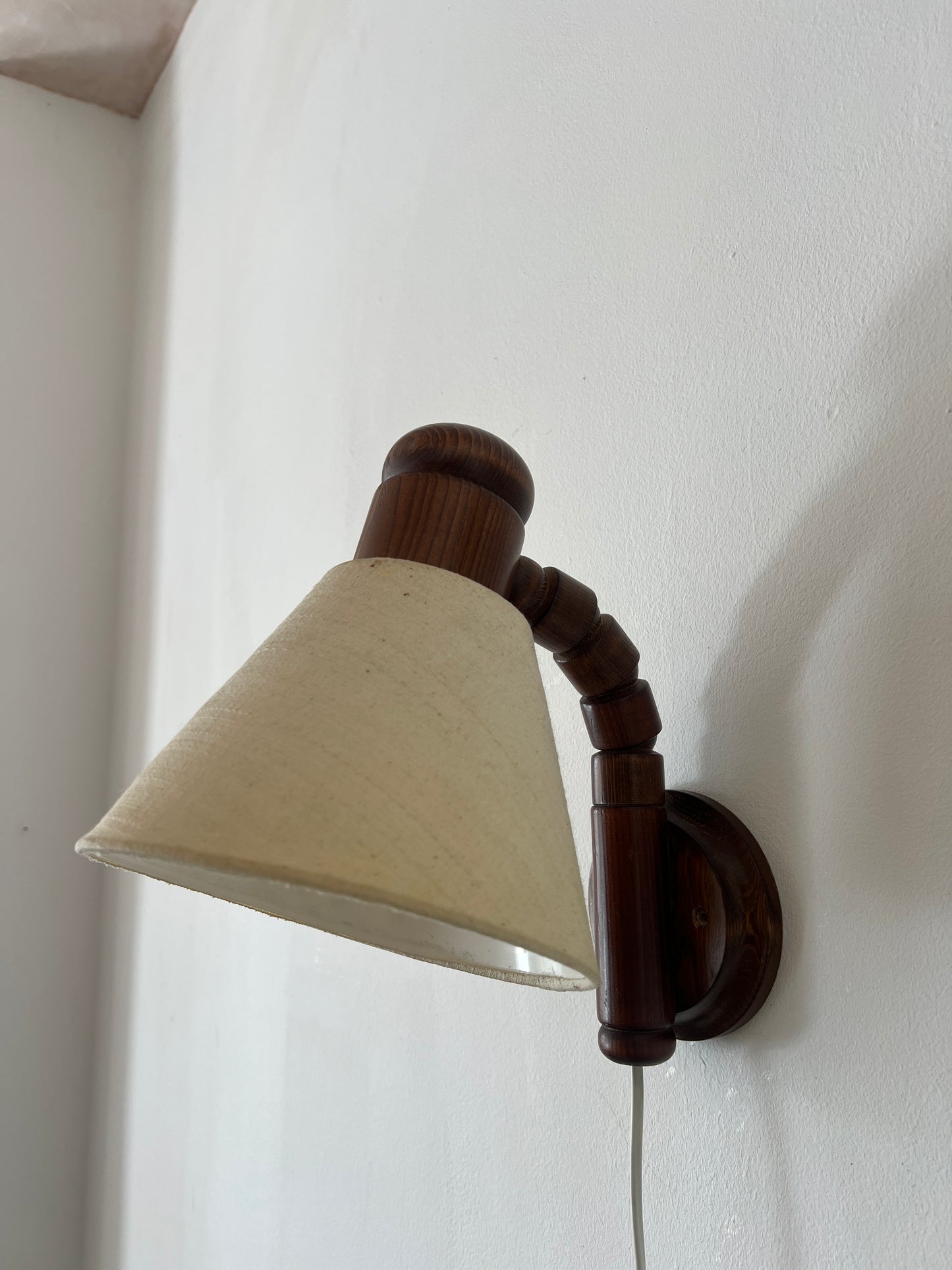 PAIR OF 70S DARK WOOD SWEDISH WALL LIGHTS