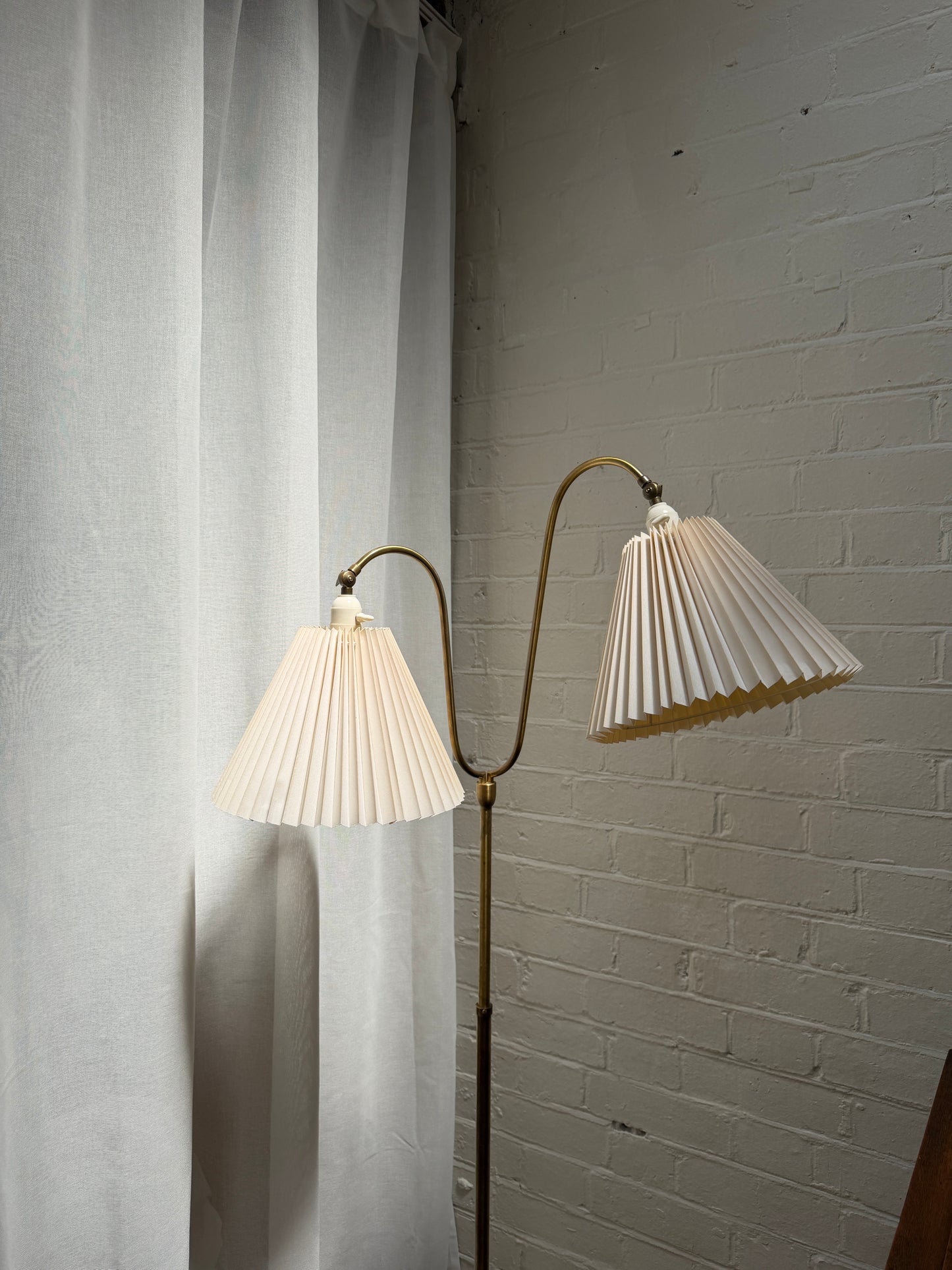 SWEDISH SWAN ARM BRASS FLOOR LAMP