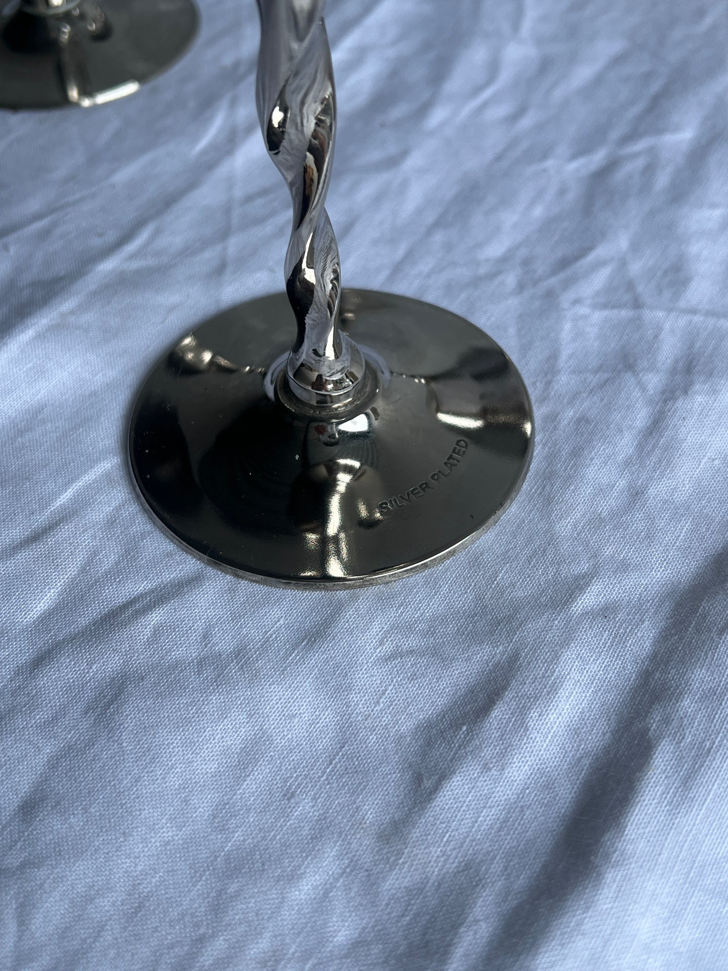 SET OF FOUR SILVER TWISTED GOBLETS
