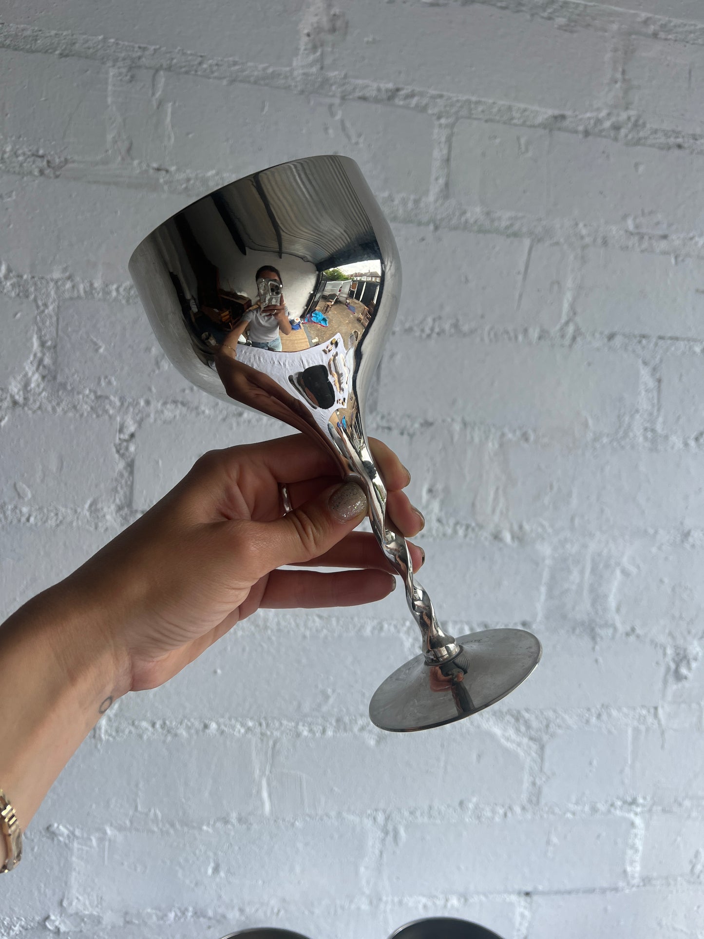 SET OF FOUR SILVER TWISTED GOBLETS