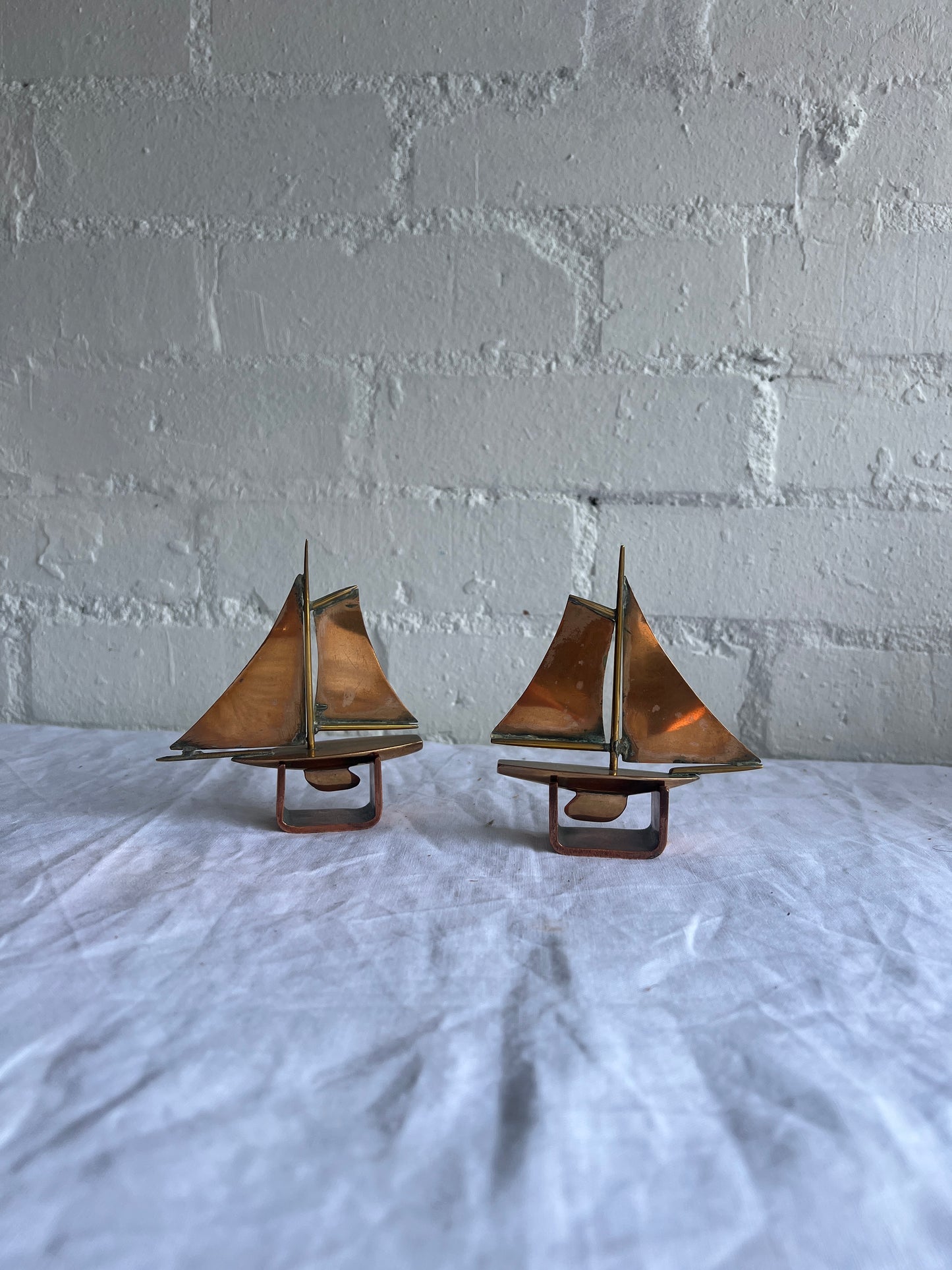 PAIR OF COPPER SAILING BOATS