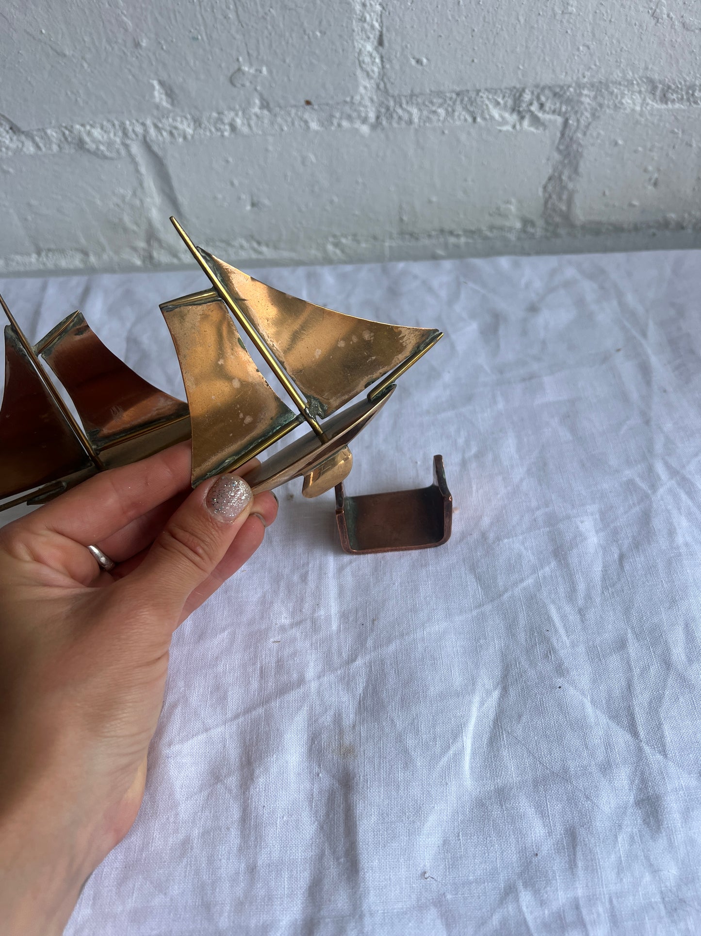 PAIR OF COPPER SAILING BOATS