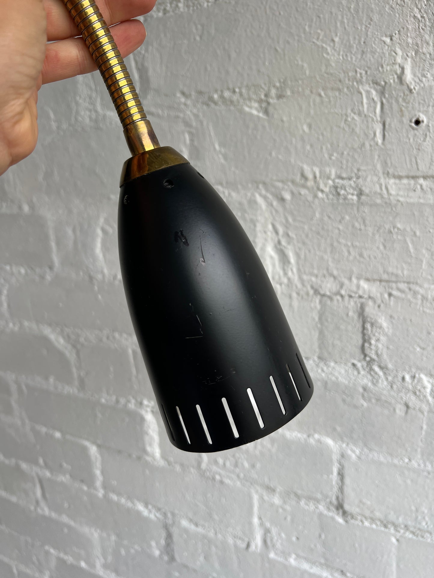 PAIR OF BLACK & BRASS SWEDISH WALL LIGHTS