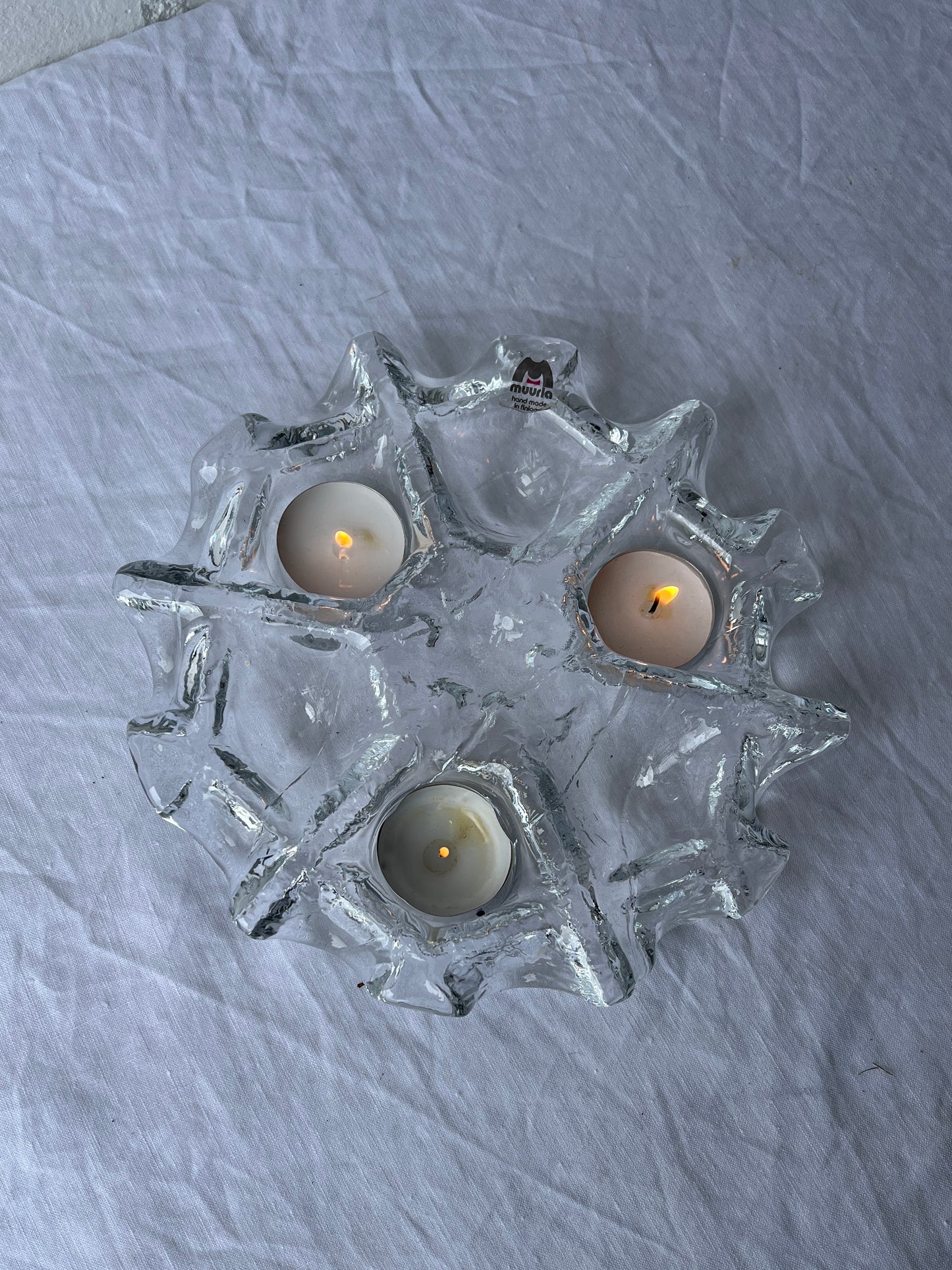 GLASS CANDLE LIGHT TRAY, MUURLA FINLAND