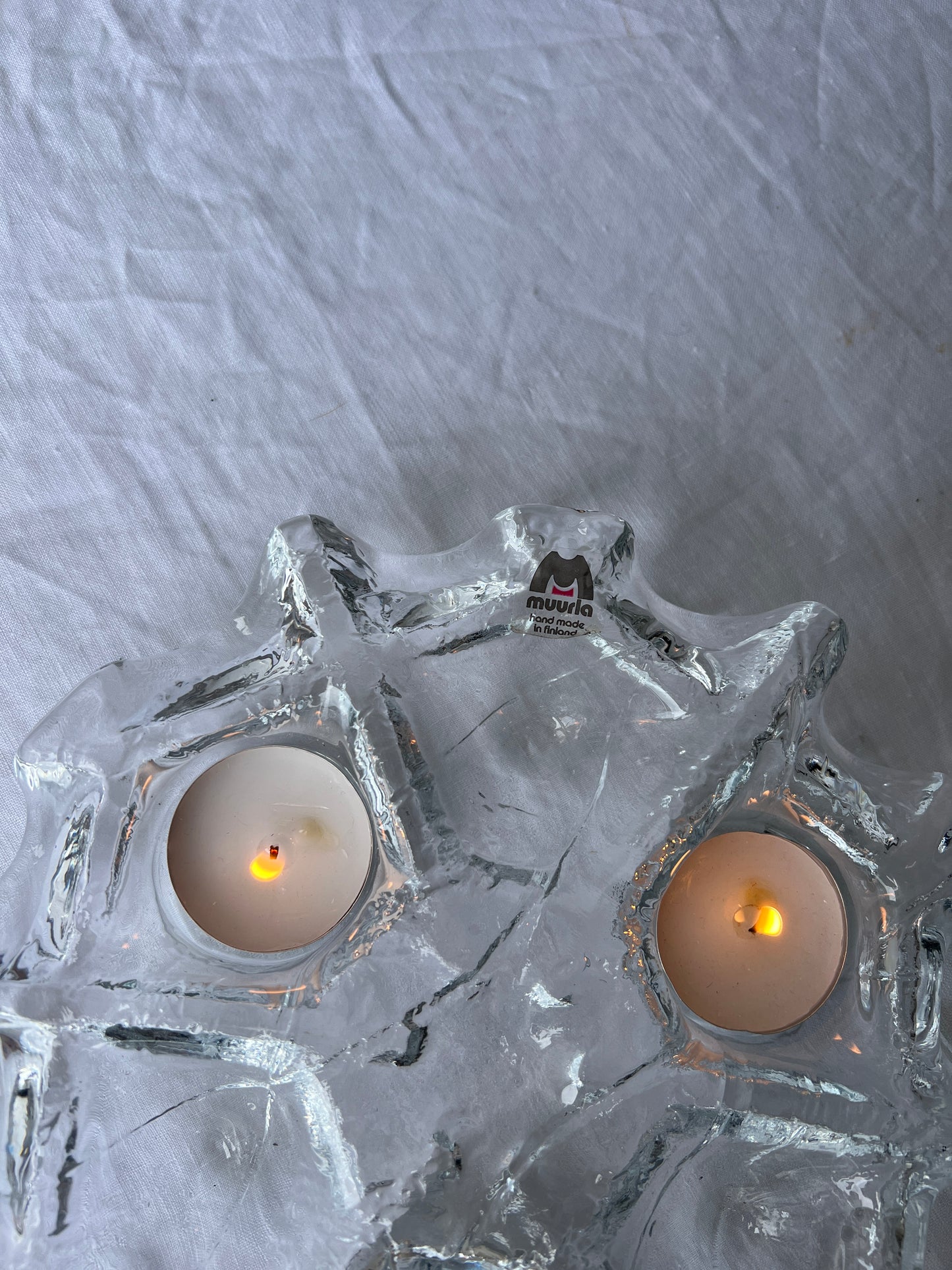 GLASS CANDLE LIGHT TRAY, MUURLA FINLAND