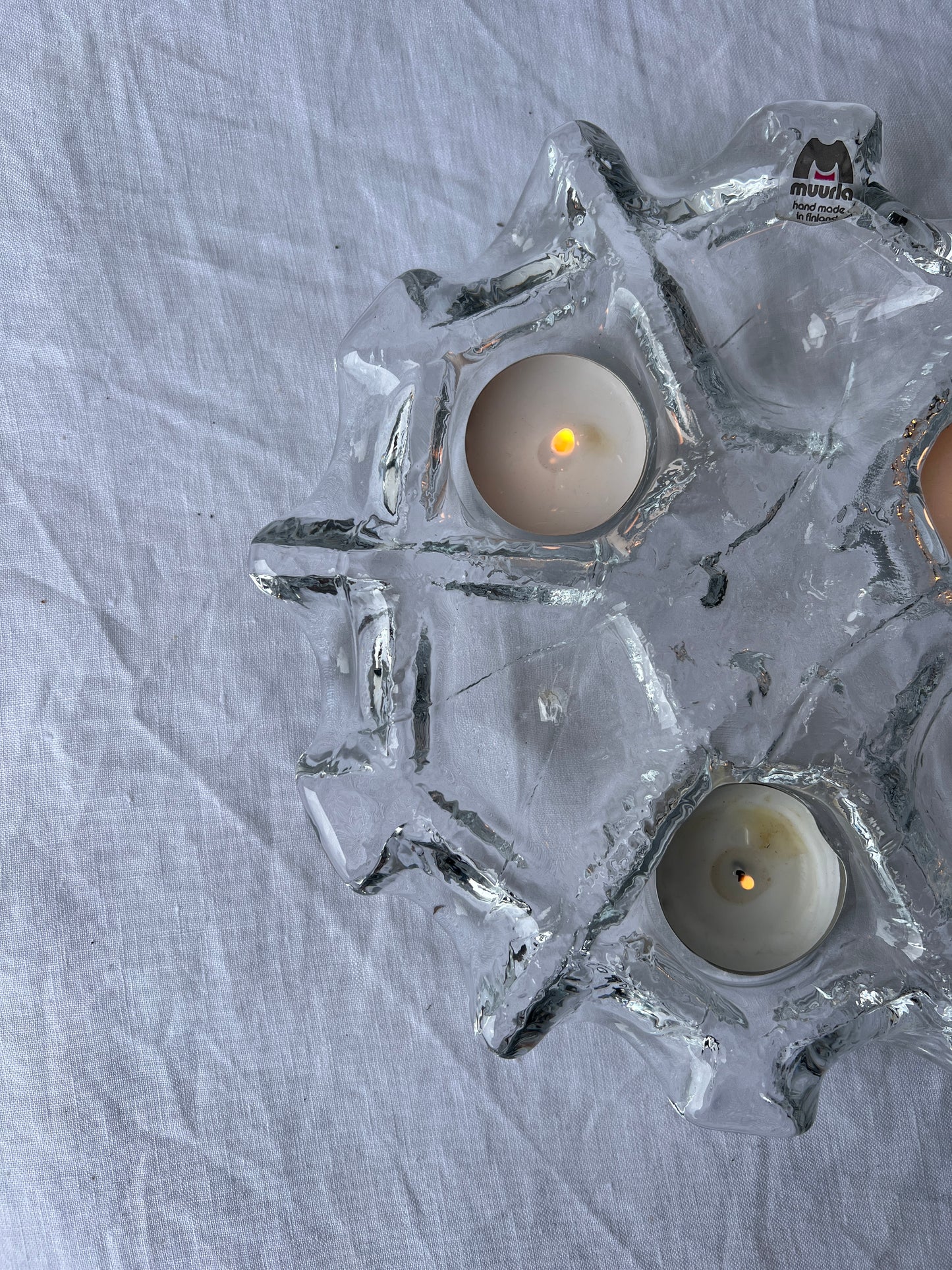 GLASS CANDLE LIGHT TRAY, MUURLA FINLAND