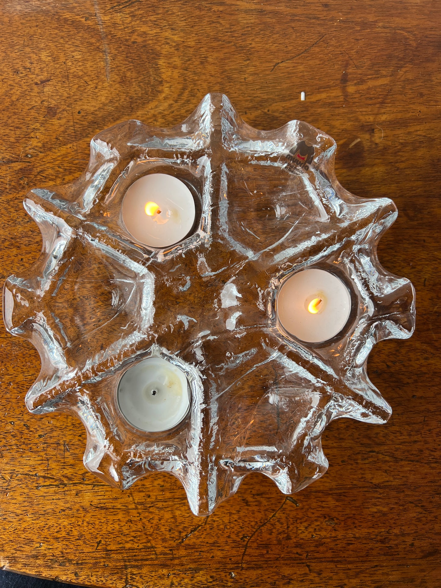 GLASS CANDLE LIGHT TRAY, MUURLA FINLAND