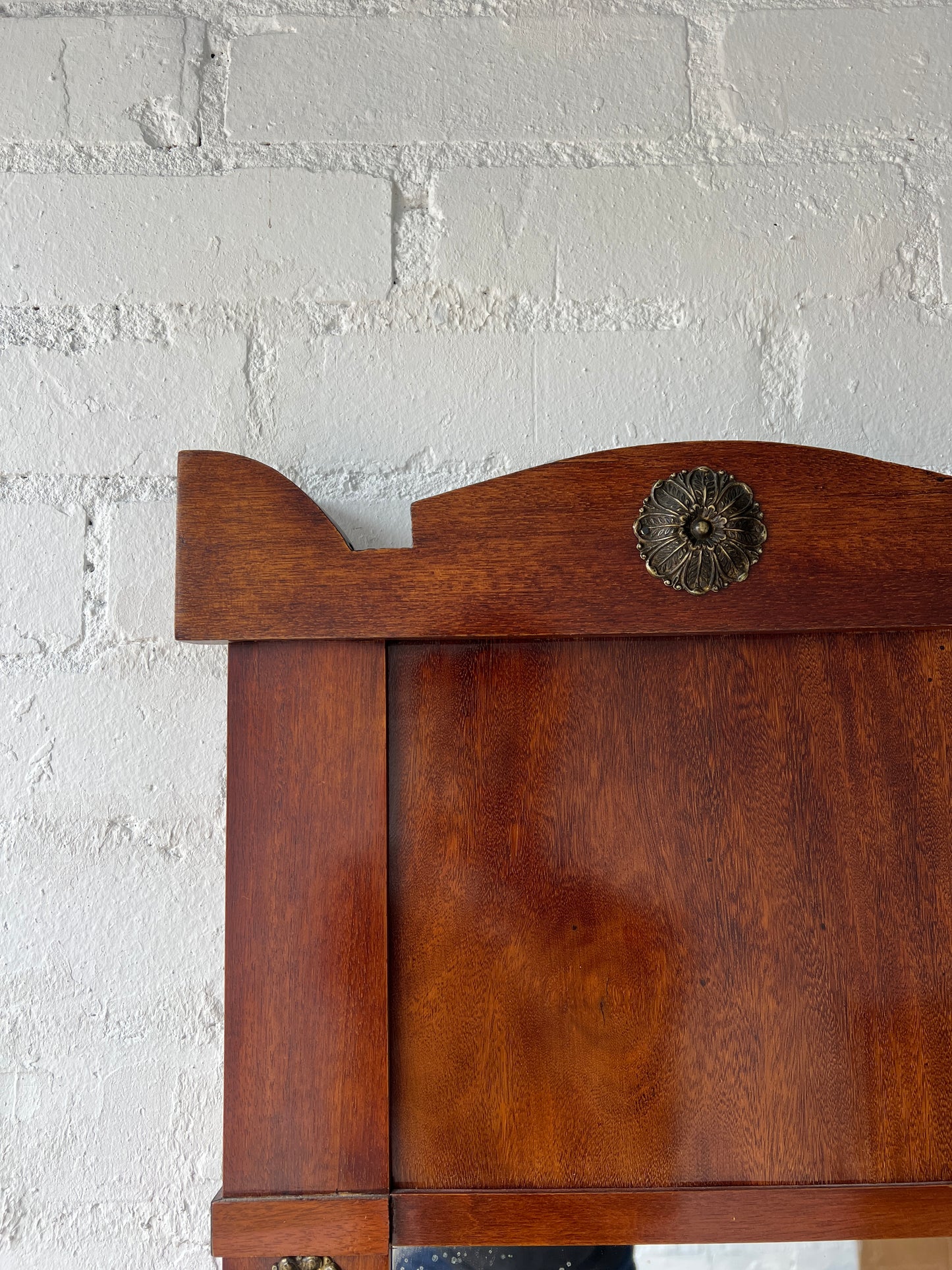 SWEDISH BRASS FLOWER WOOD MIRROR