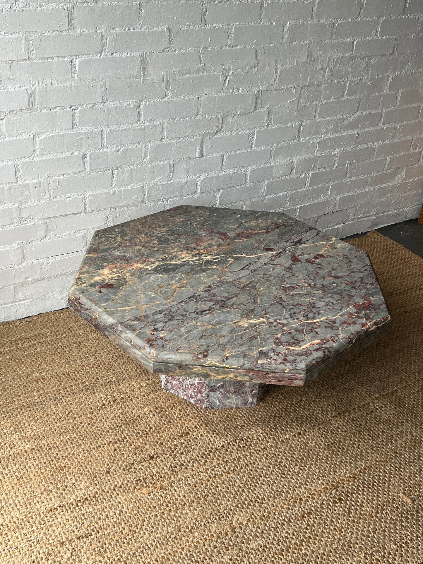 70S OCTAGONAL MARBLE COFFEE TABLE