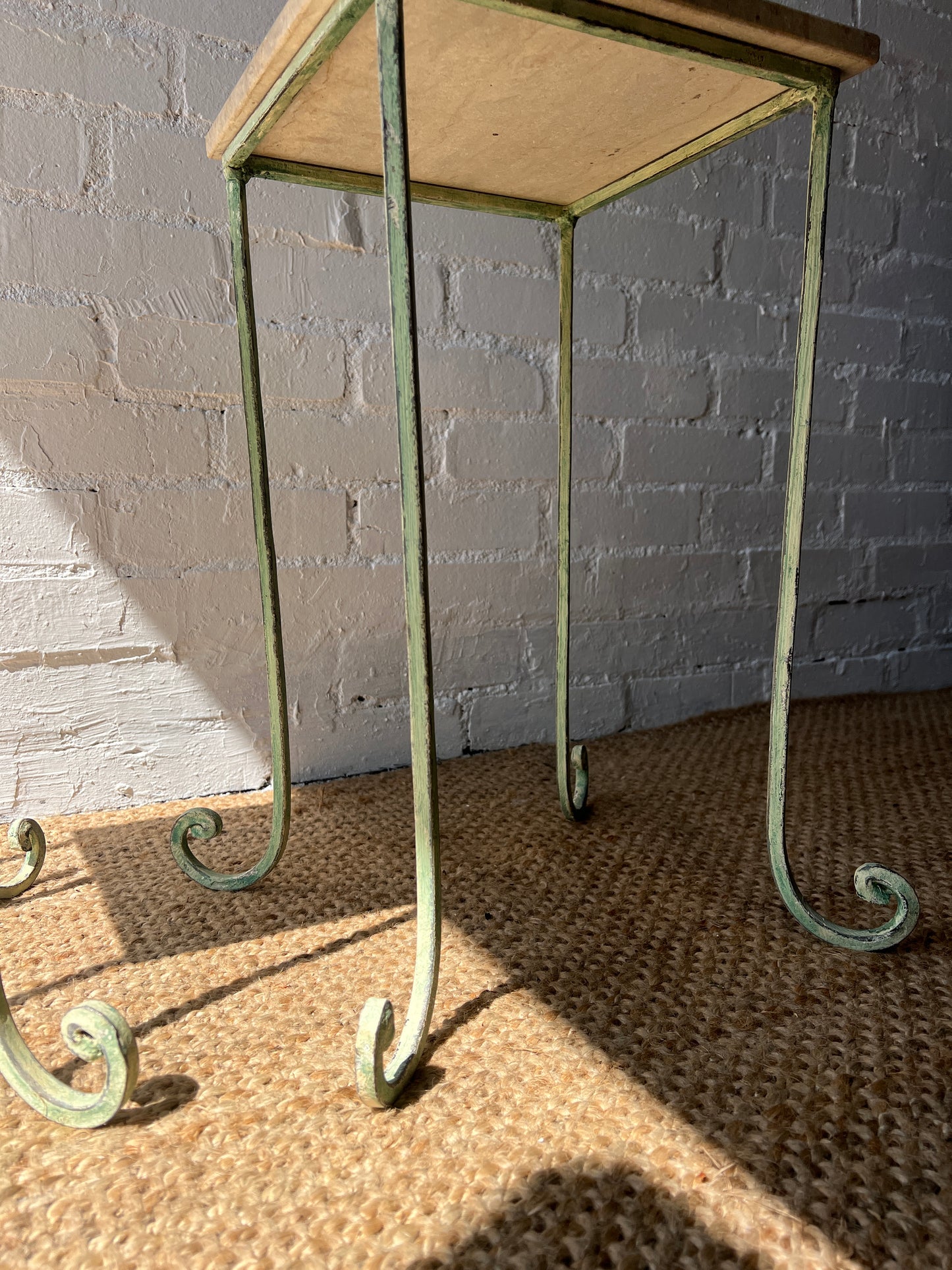PAIR OF FRENCH SIDE TABLES WITH STONE TOPS