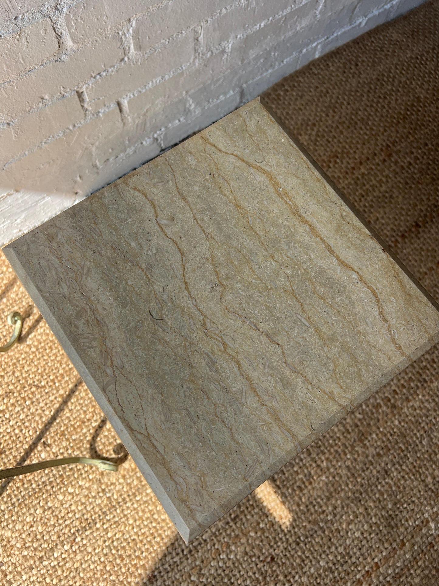PAIR OF FRENCH SIDE TABLES WITH STONE TOPS