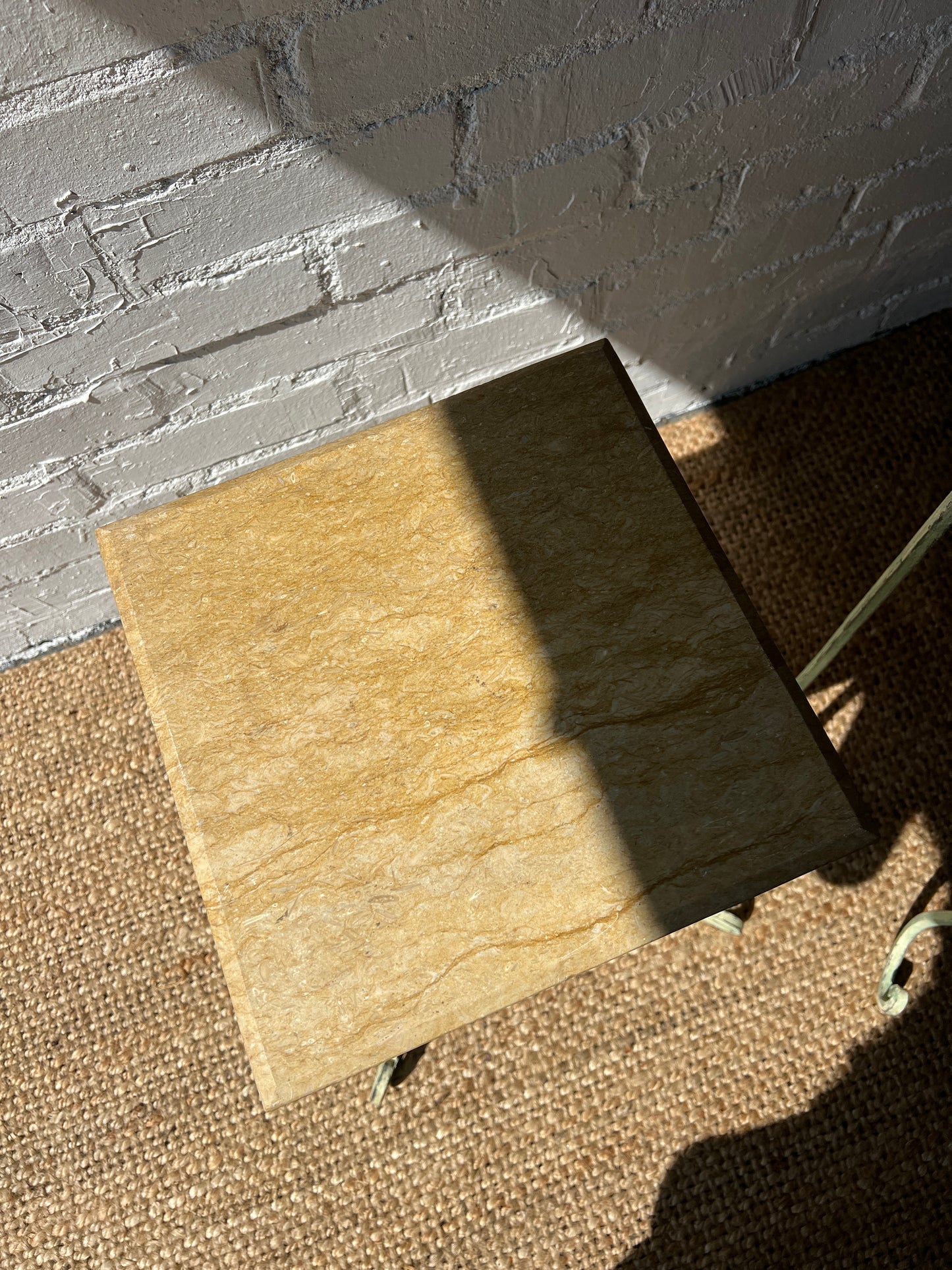 PAIR OF FRENCH SIDE TABLES WITH STONE TOPS