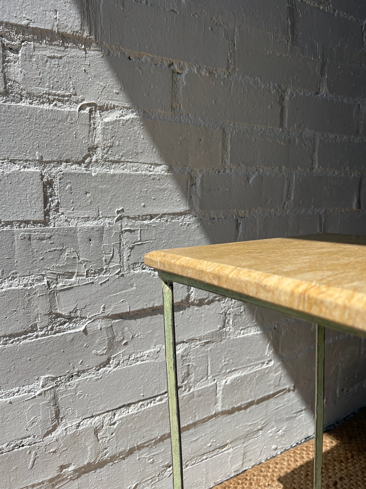 PAIR OF FRENCH SIDE TABLES WITH STONE TOPS
