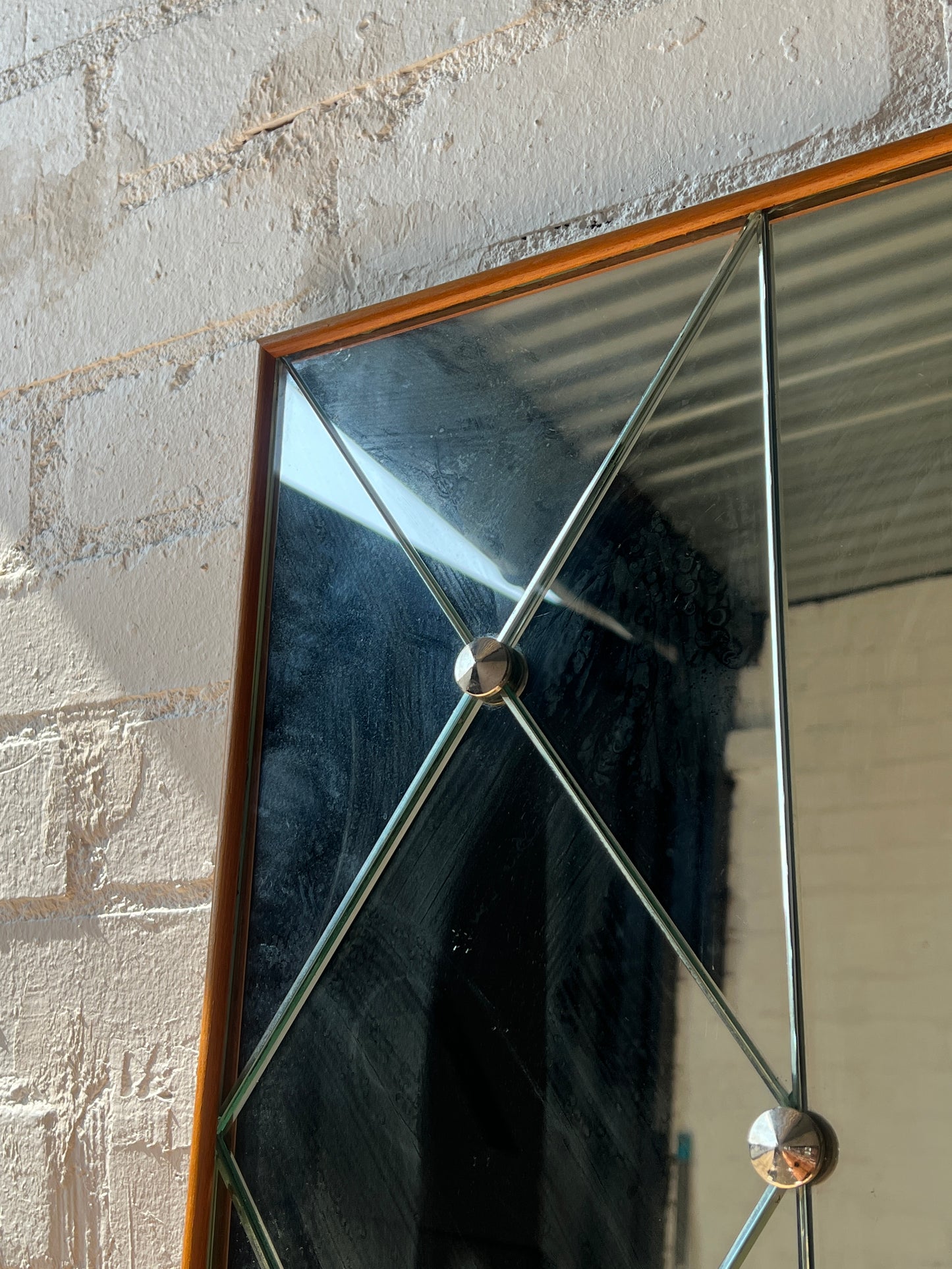 LARGE SECTIONAL TEAK SWEDISH MIRROR