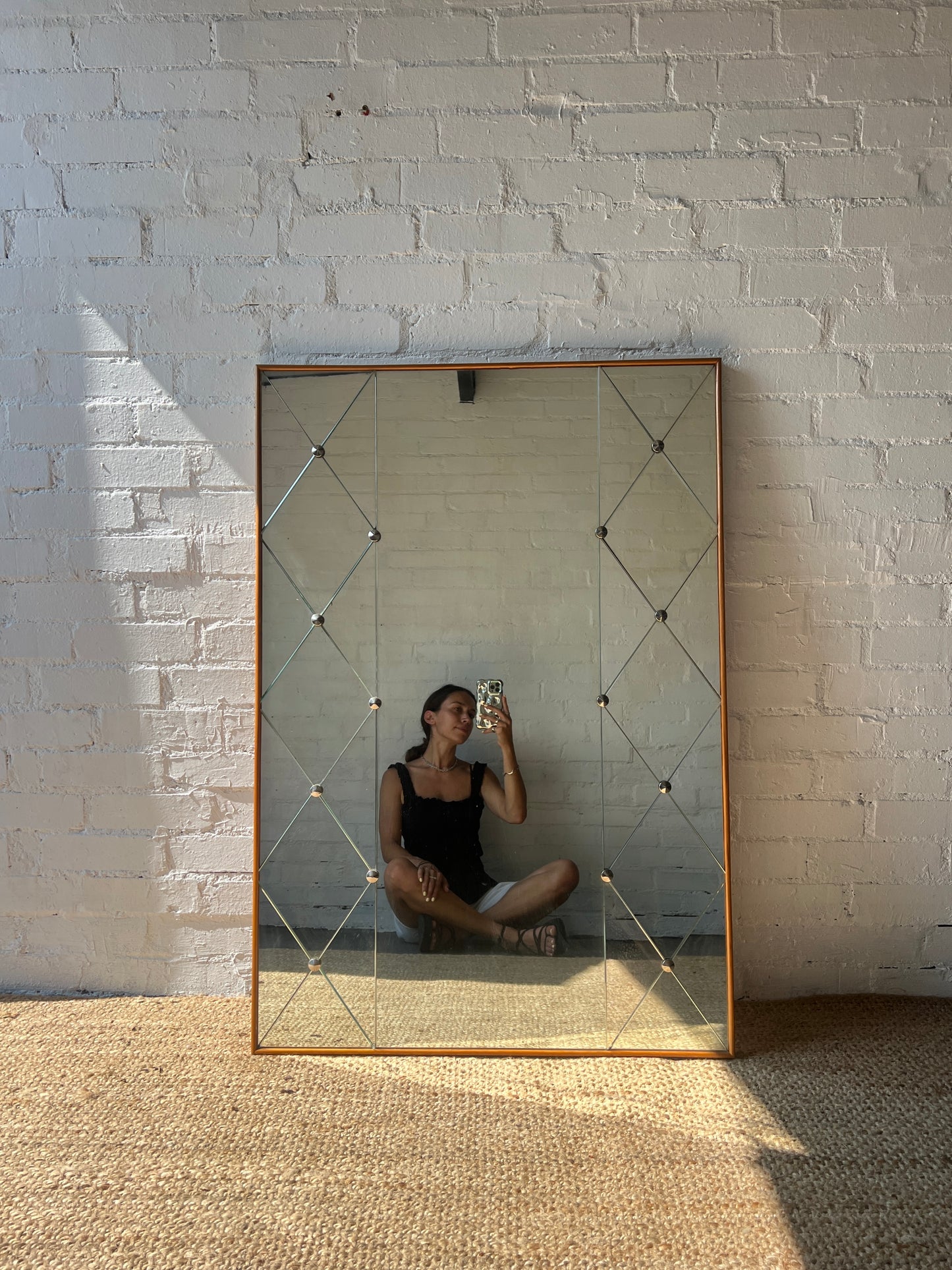 LARGE SECTIONAL TEAK SWEDISH MIRROR