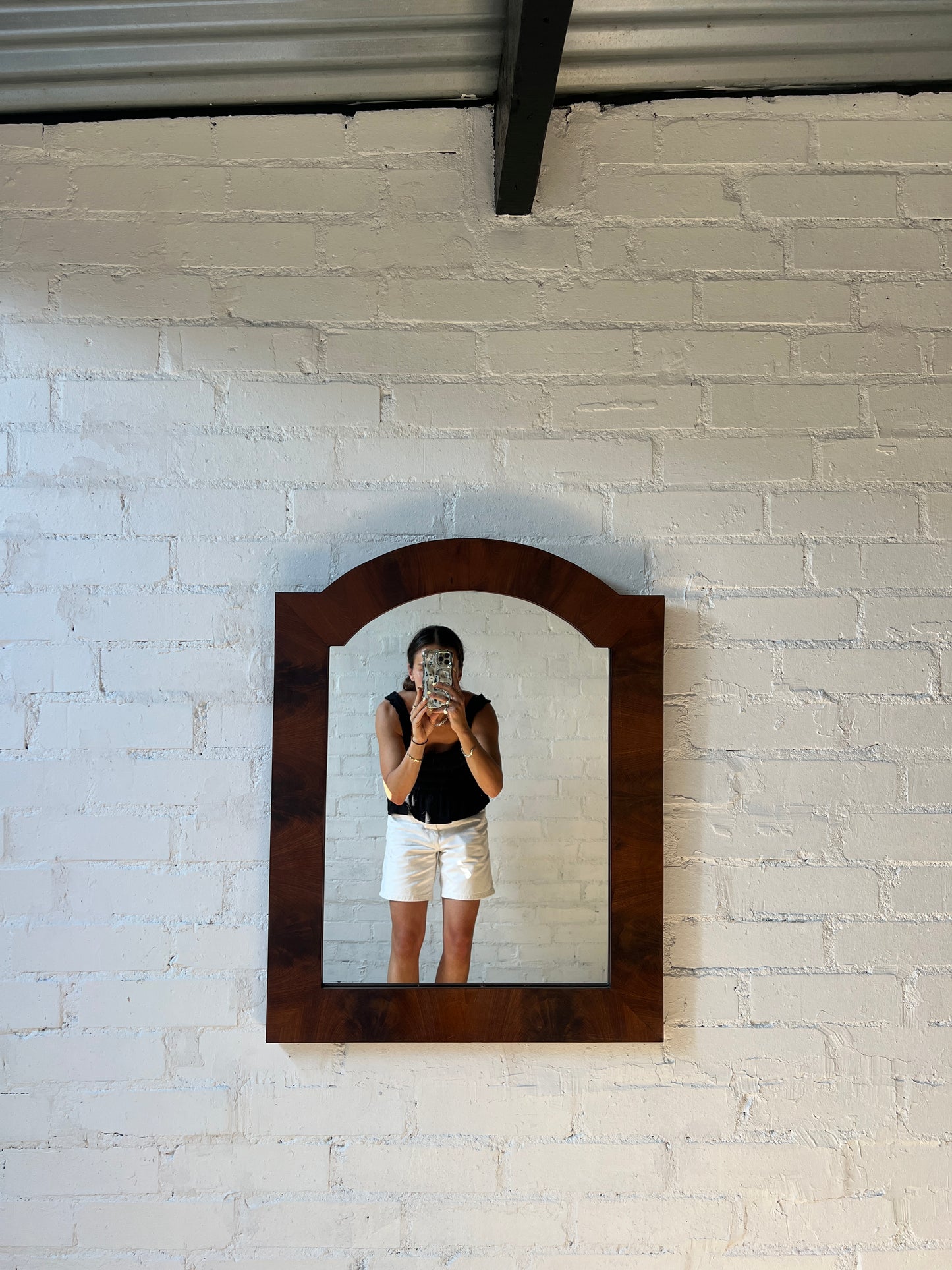 ARCHED WOODEN MIRROR