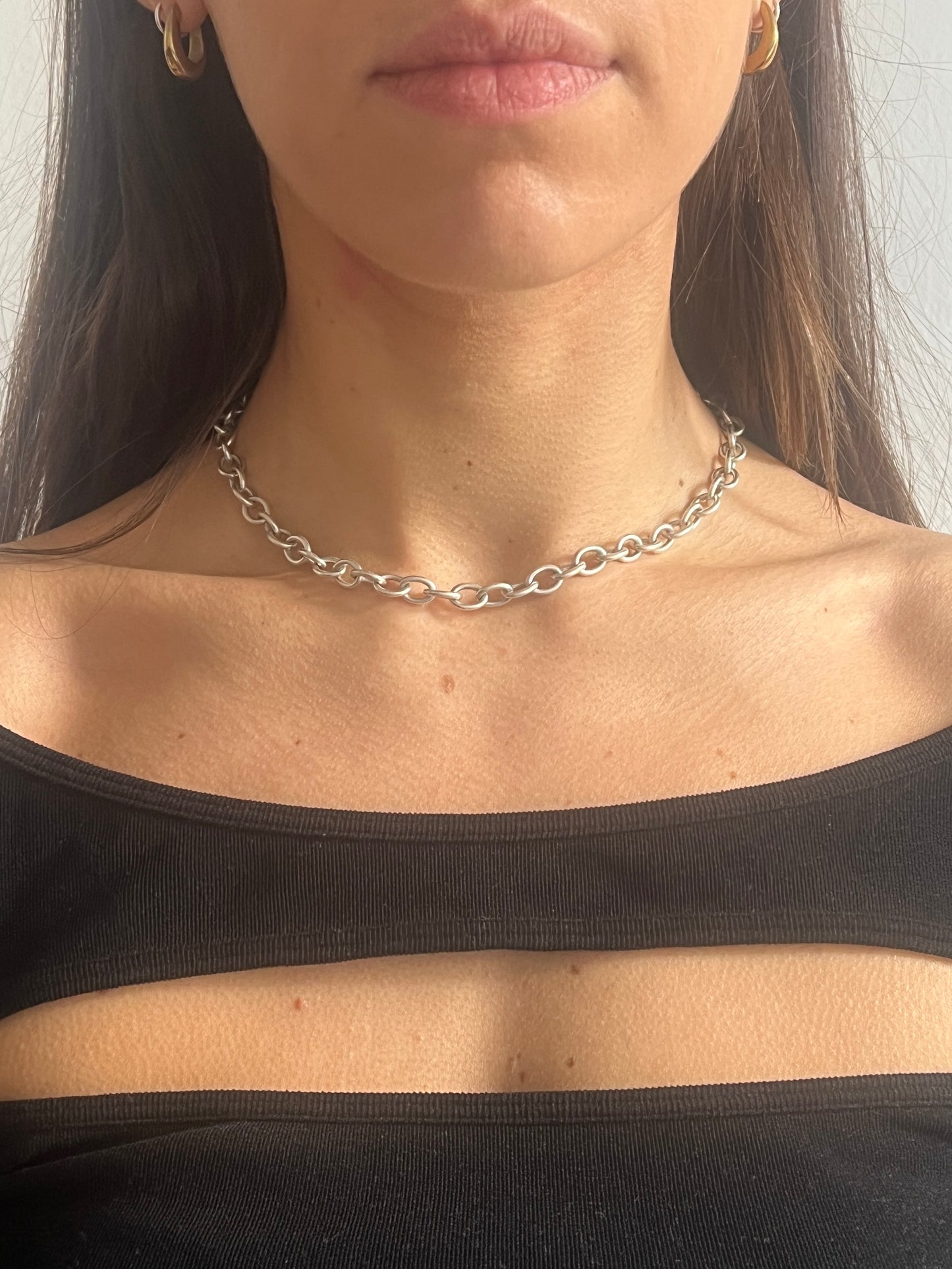 ANCHOR SILVER NECKLACE WITH DETAILED T BAR