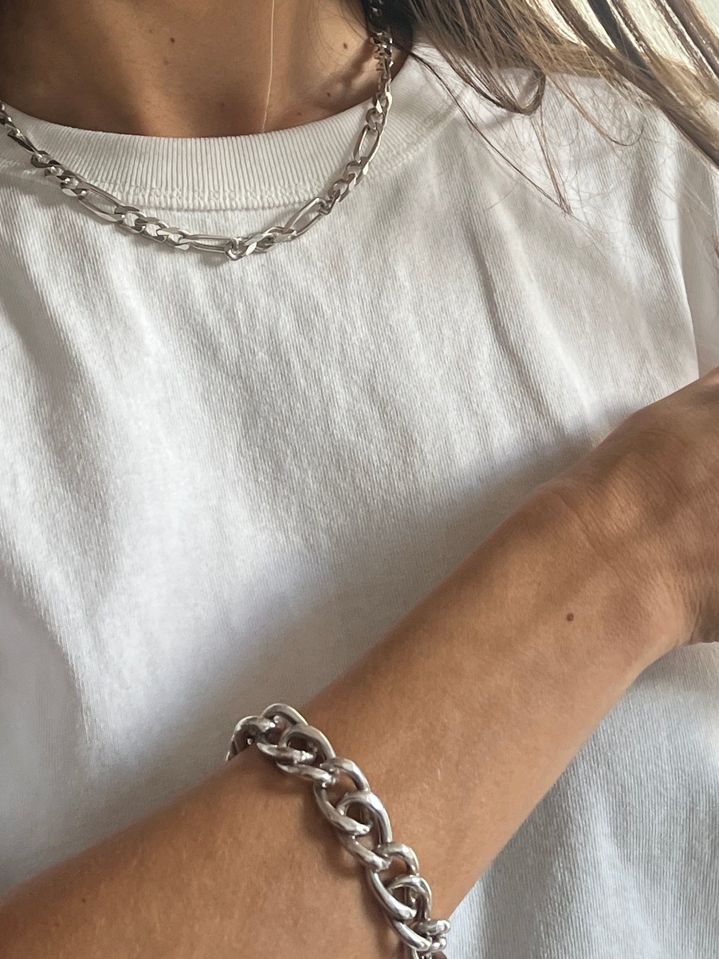 UNISEX ITALIAN SILVER HOLLOW CHUNKY CURB BRACELET