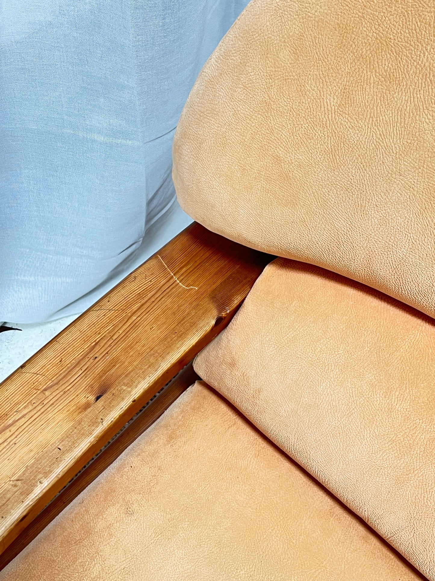 PINE BRUTALIST PEACH ARM CHAIR - TWO