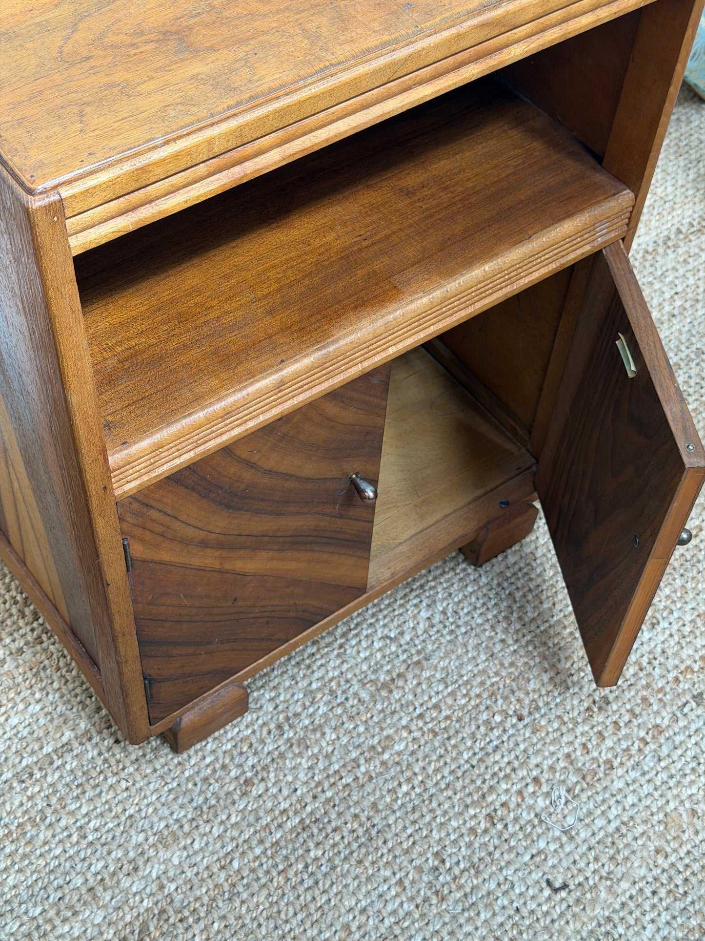 ON HOLD - PAIR OF ART DECO WALNUT VENEER BEDSIDES