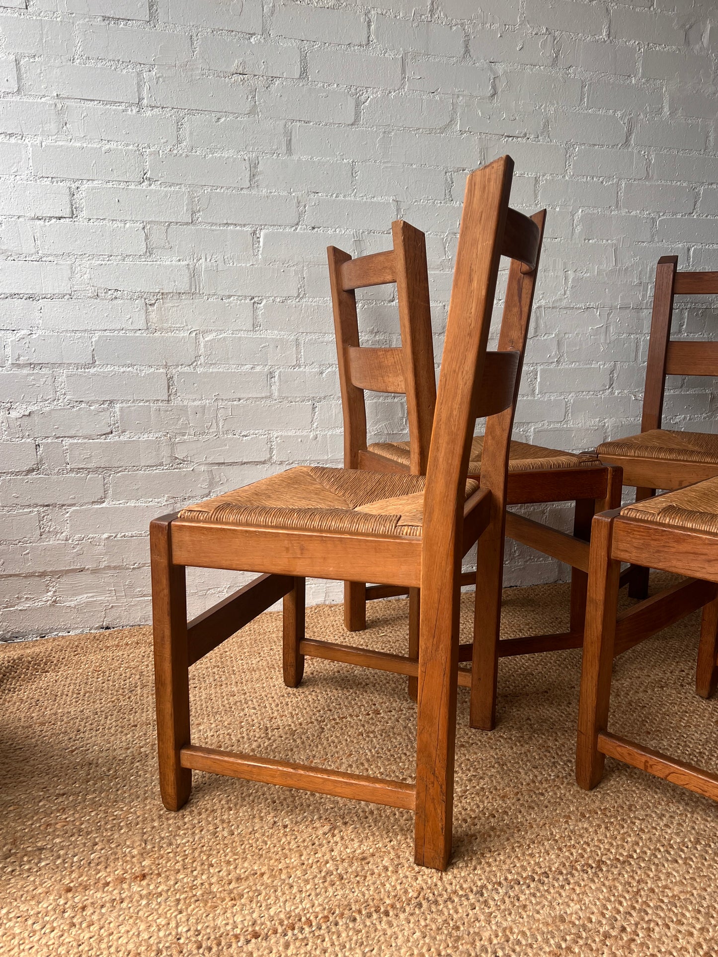 SET OF FOUR RUSH MID CENTURY DINING CHAIRS