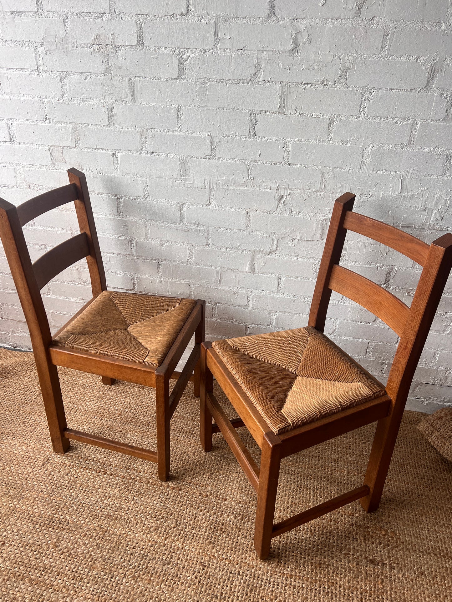 SET OF FOUR RUSH MID CENTURY DINING CHAIRS