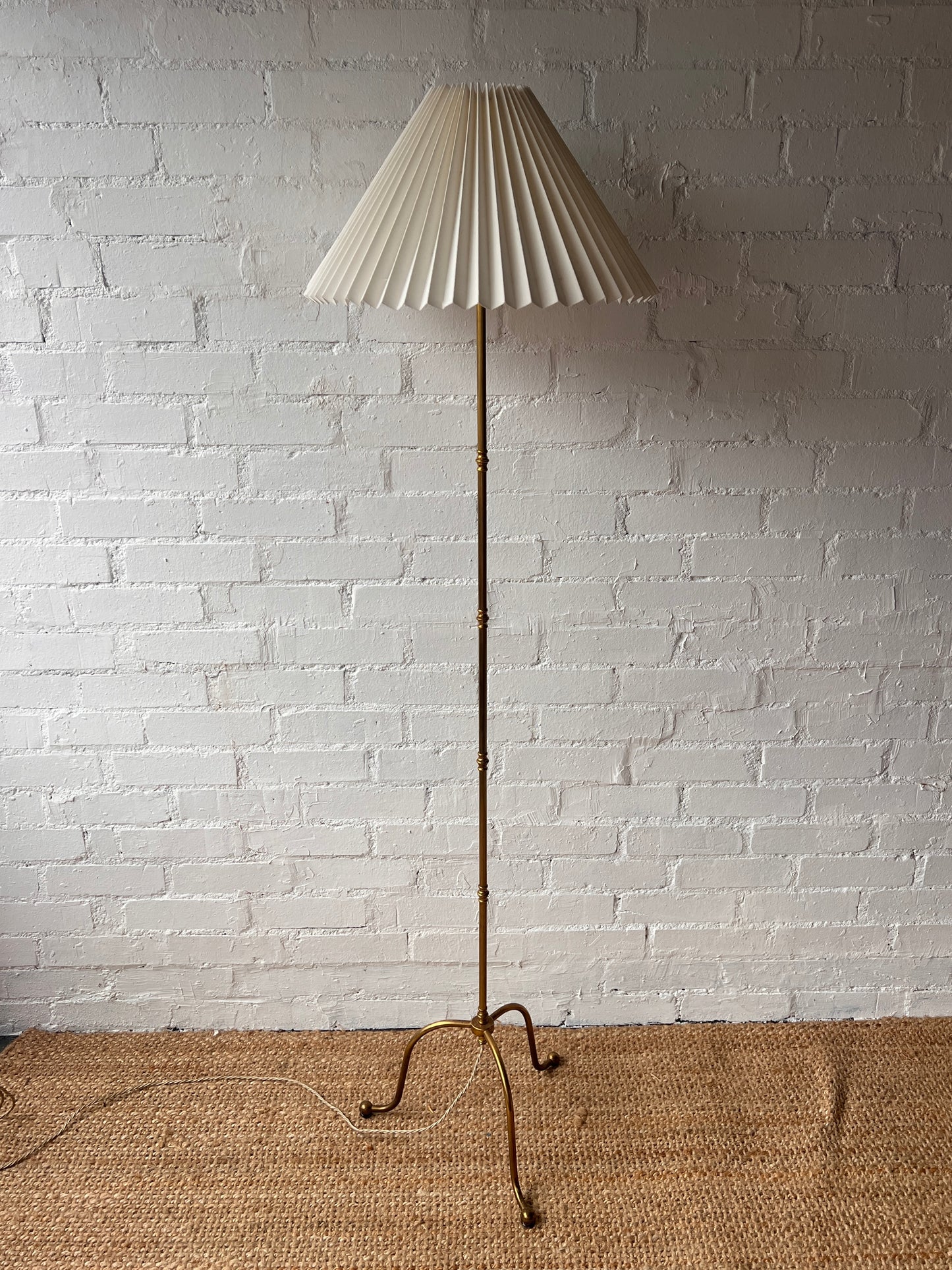 FRENCH BRASS TRIPOD FLOOR LAMP