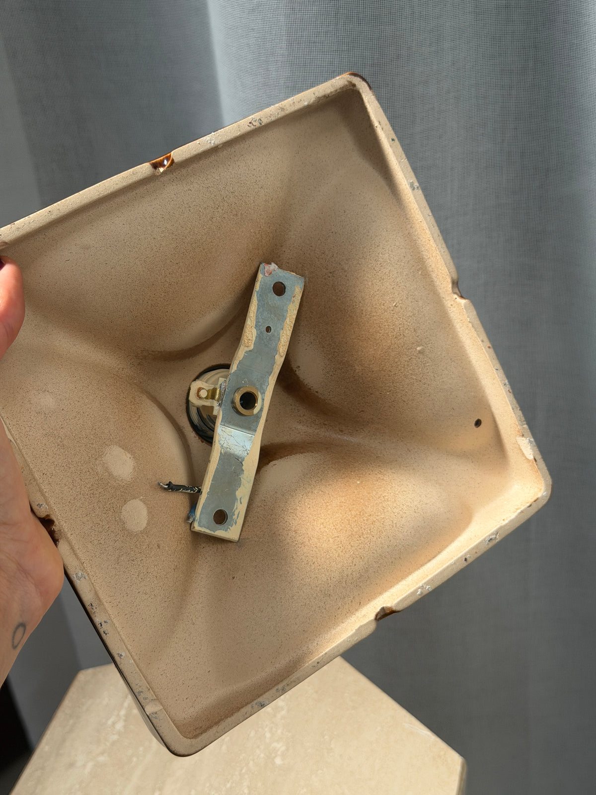 PAIR OF BROWN CERAMIC WALL LIGHTS