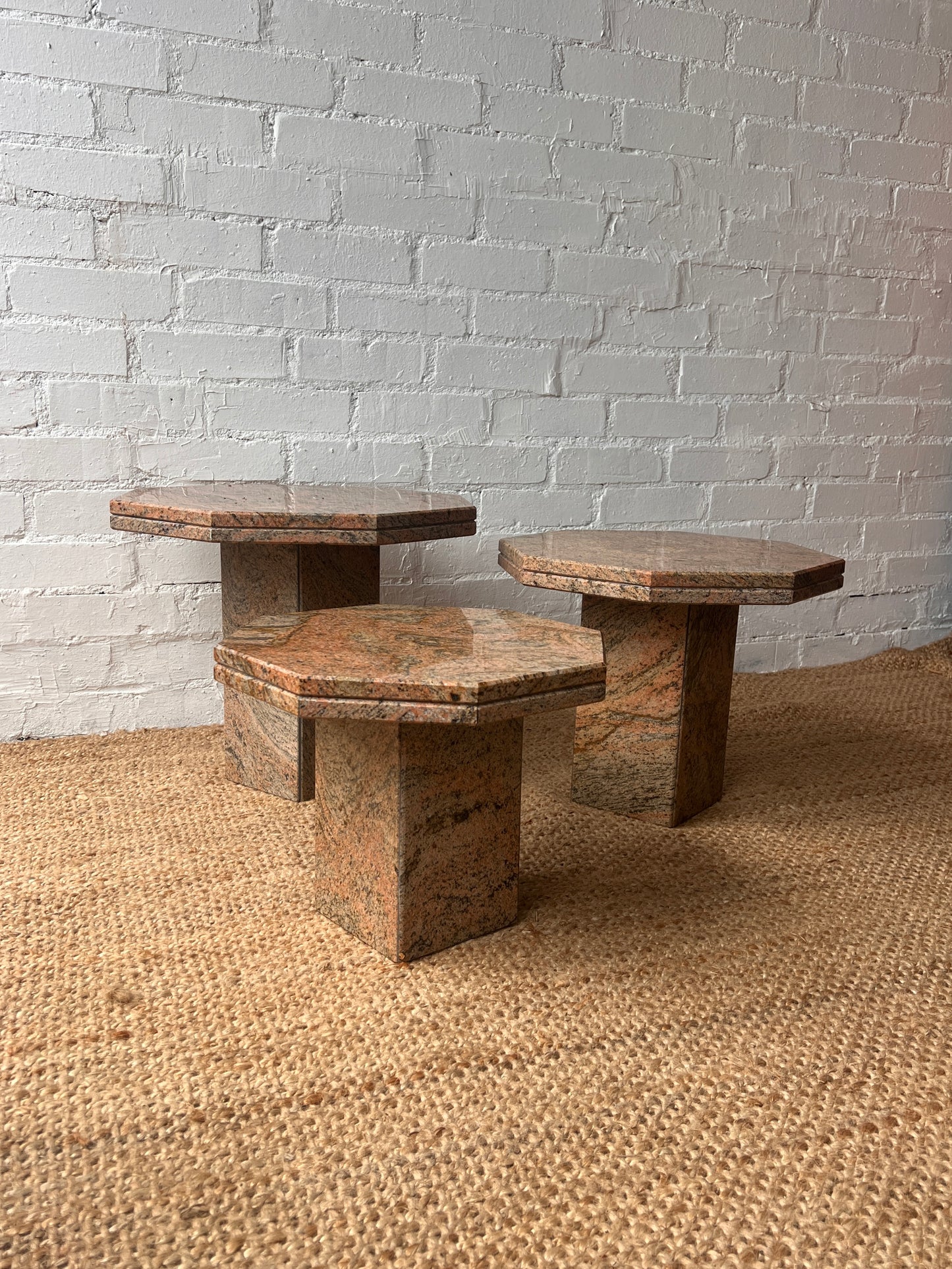 SMALL RED GRANITE SIDE TABLE