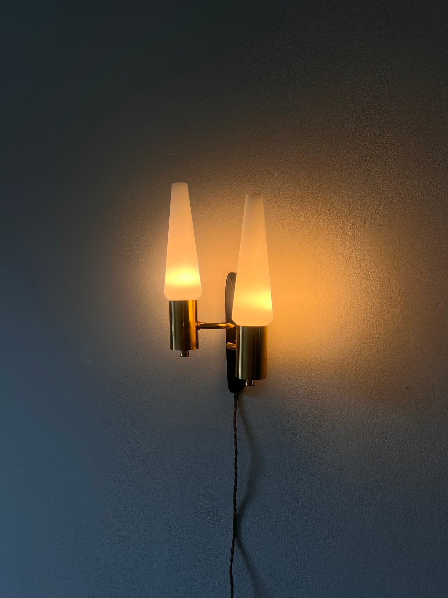 SWEDISH BLACK & OPAL GLASS WALL LIGHT