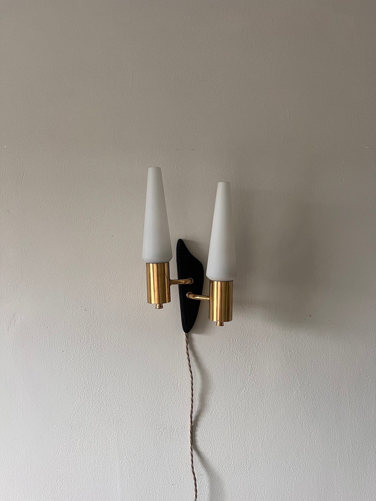 SWEDISH BLACK & OPAL GLASS WALL LIGHT