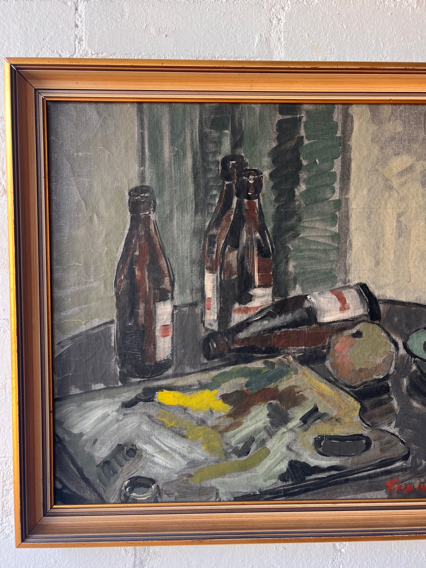 SWEDISH BOTTLE STILL LIFE OIL