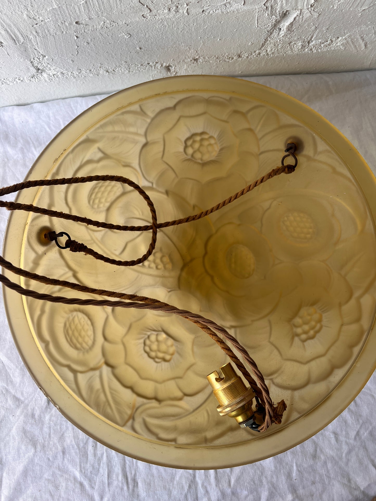 YELLOW FLORAL GLASS PENDANT
