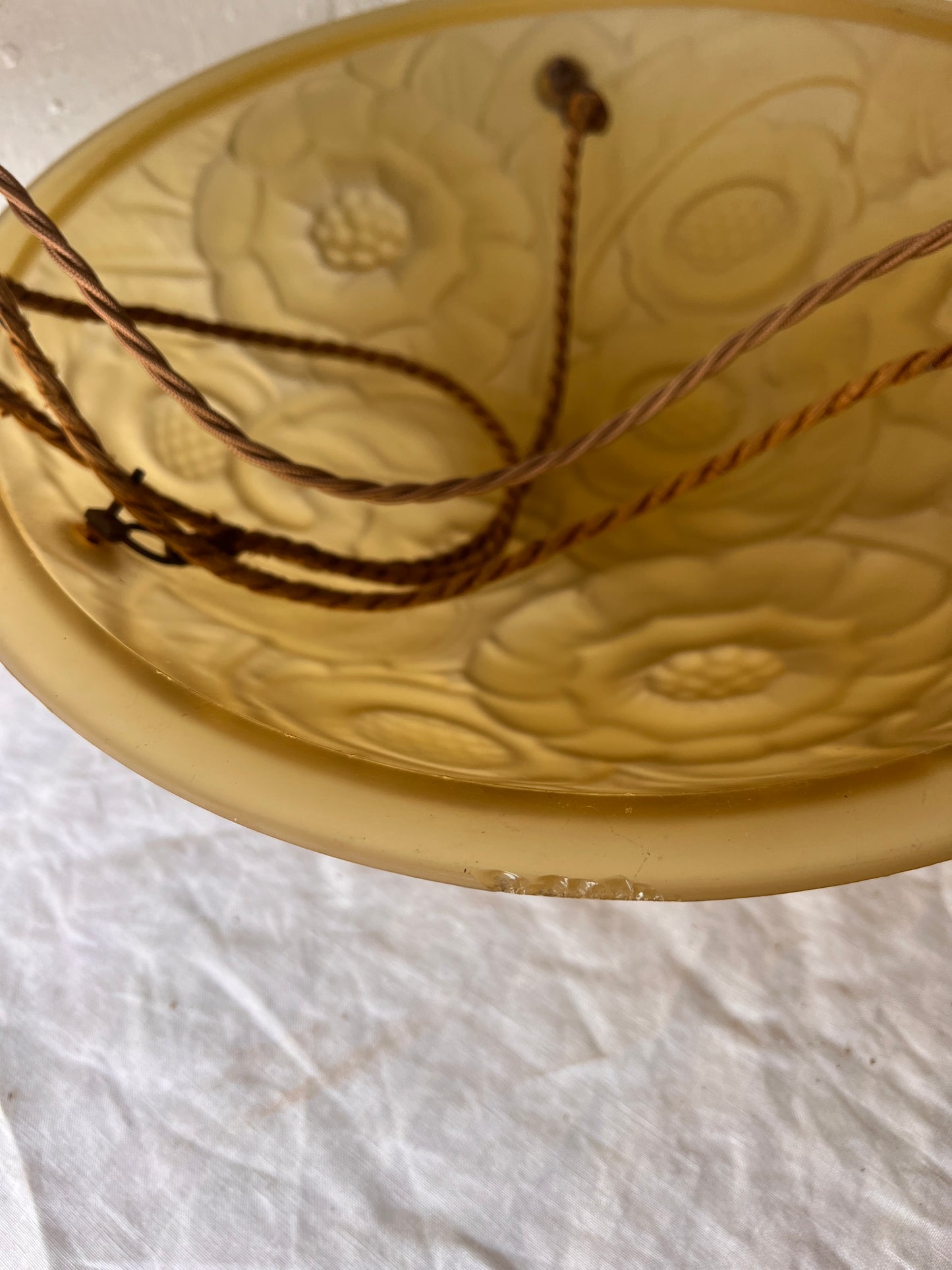 YELLOW FLORAL GLASS PENDANT