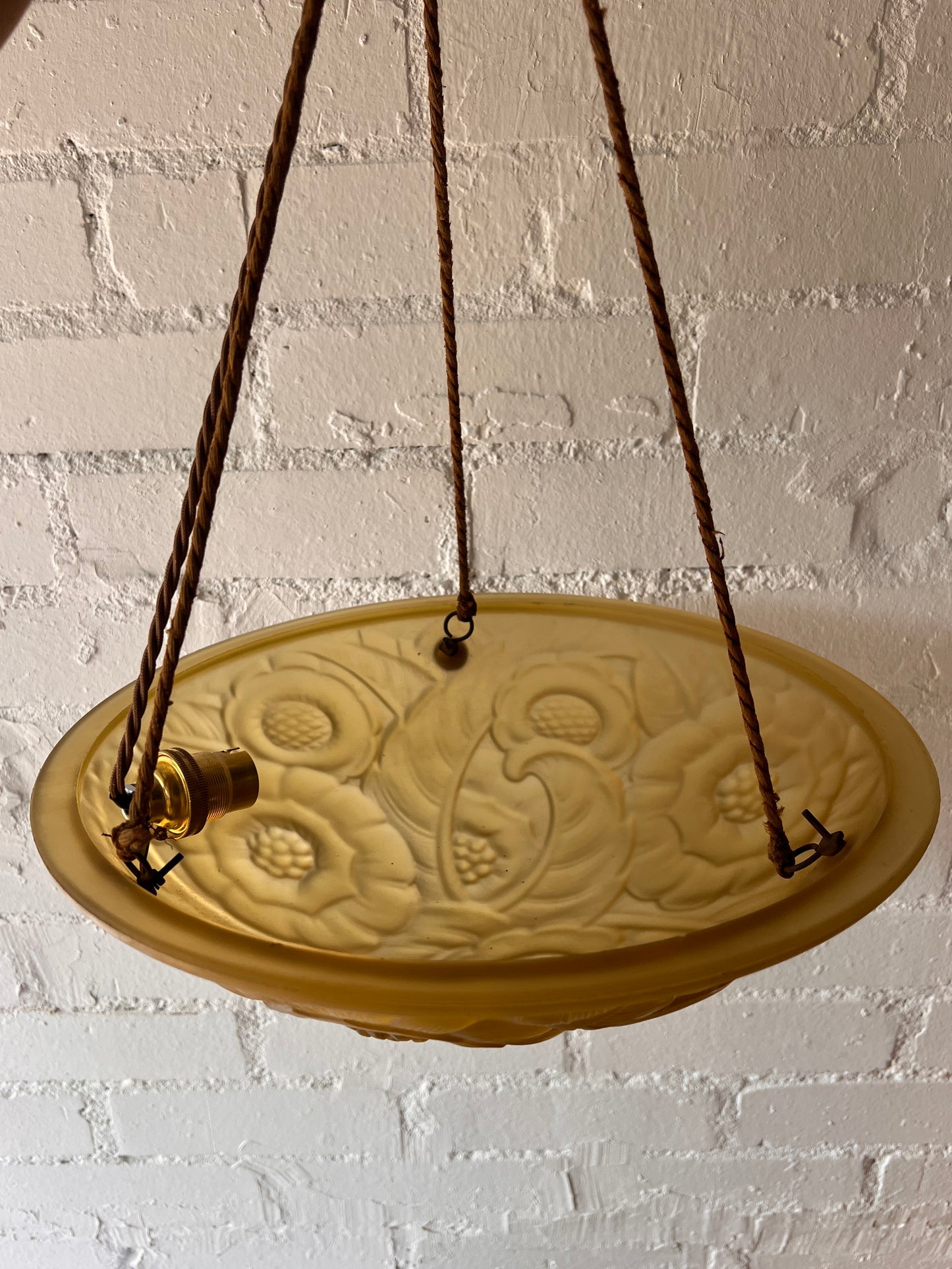 YELLOW FLORAL GLASS PENDANT