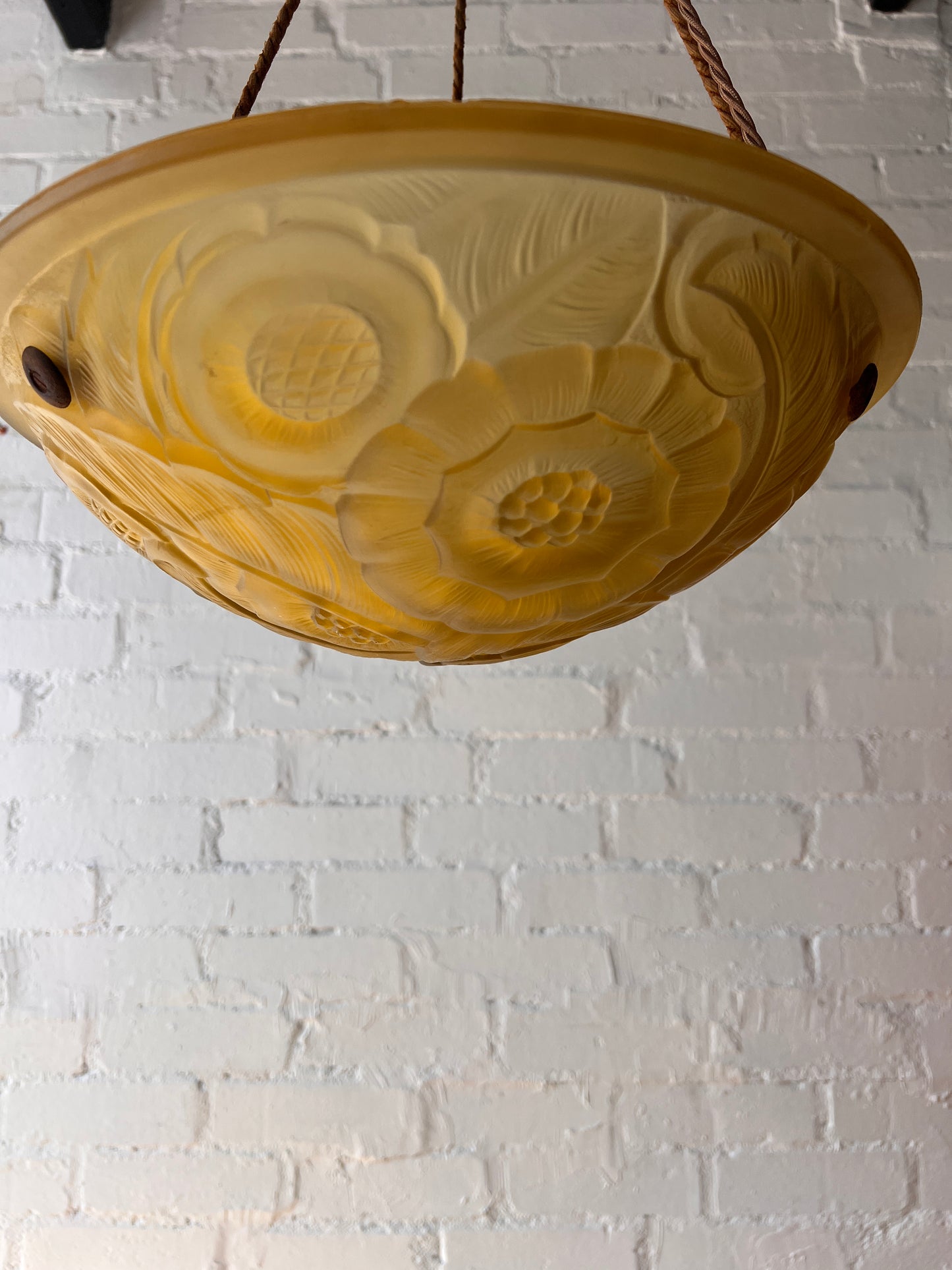 YELLOW FLORAL GLASS PENDANT