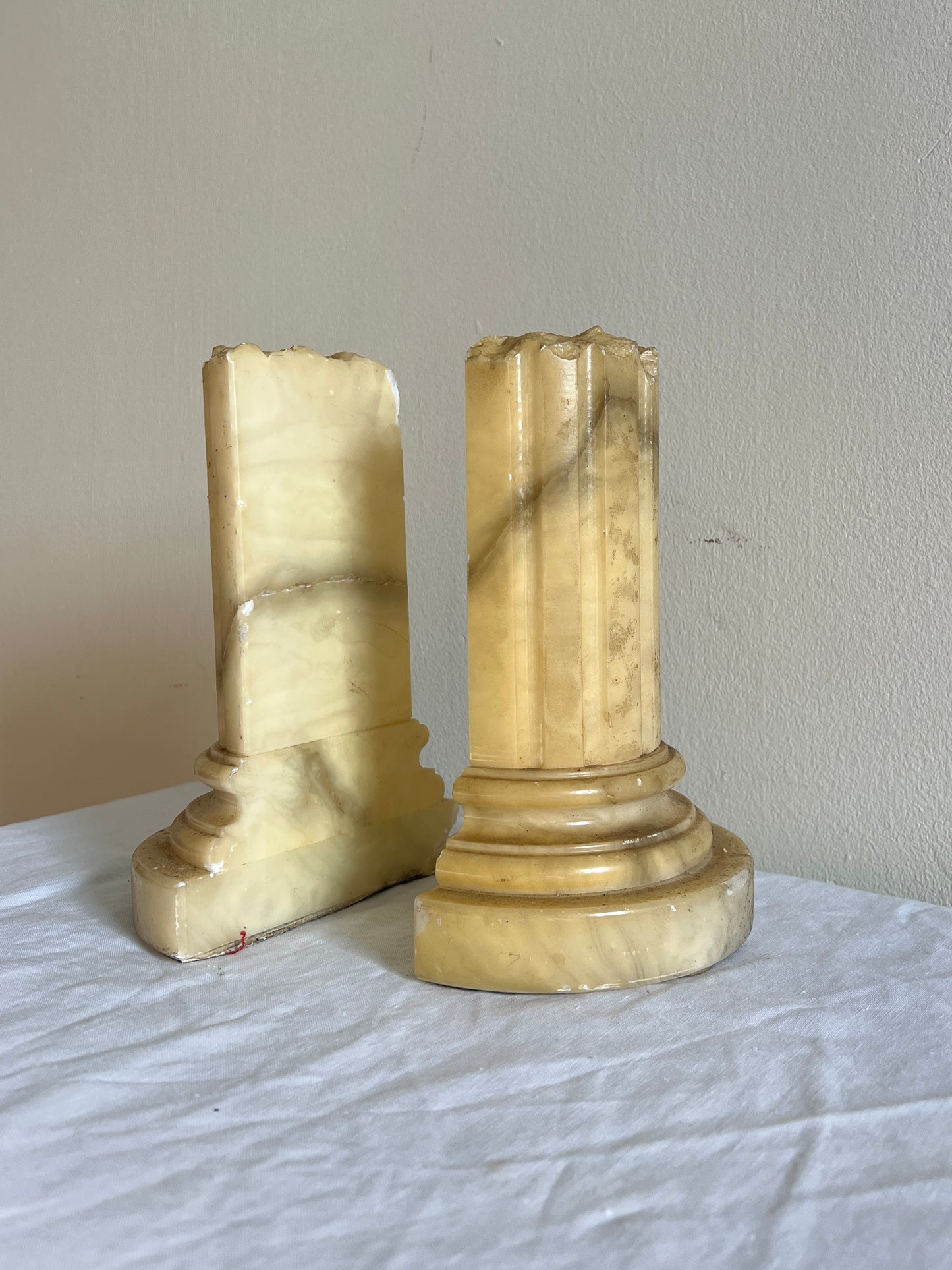 YELLOW ONYX PILLAR BOOK ENDS