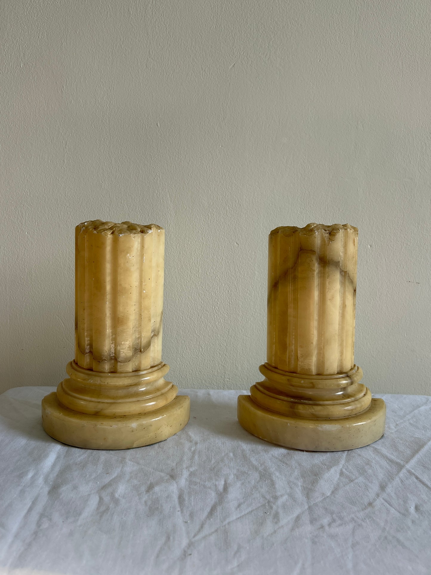 YELLOW ONYX PILLAR BOOK ENDS