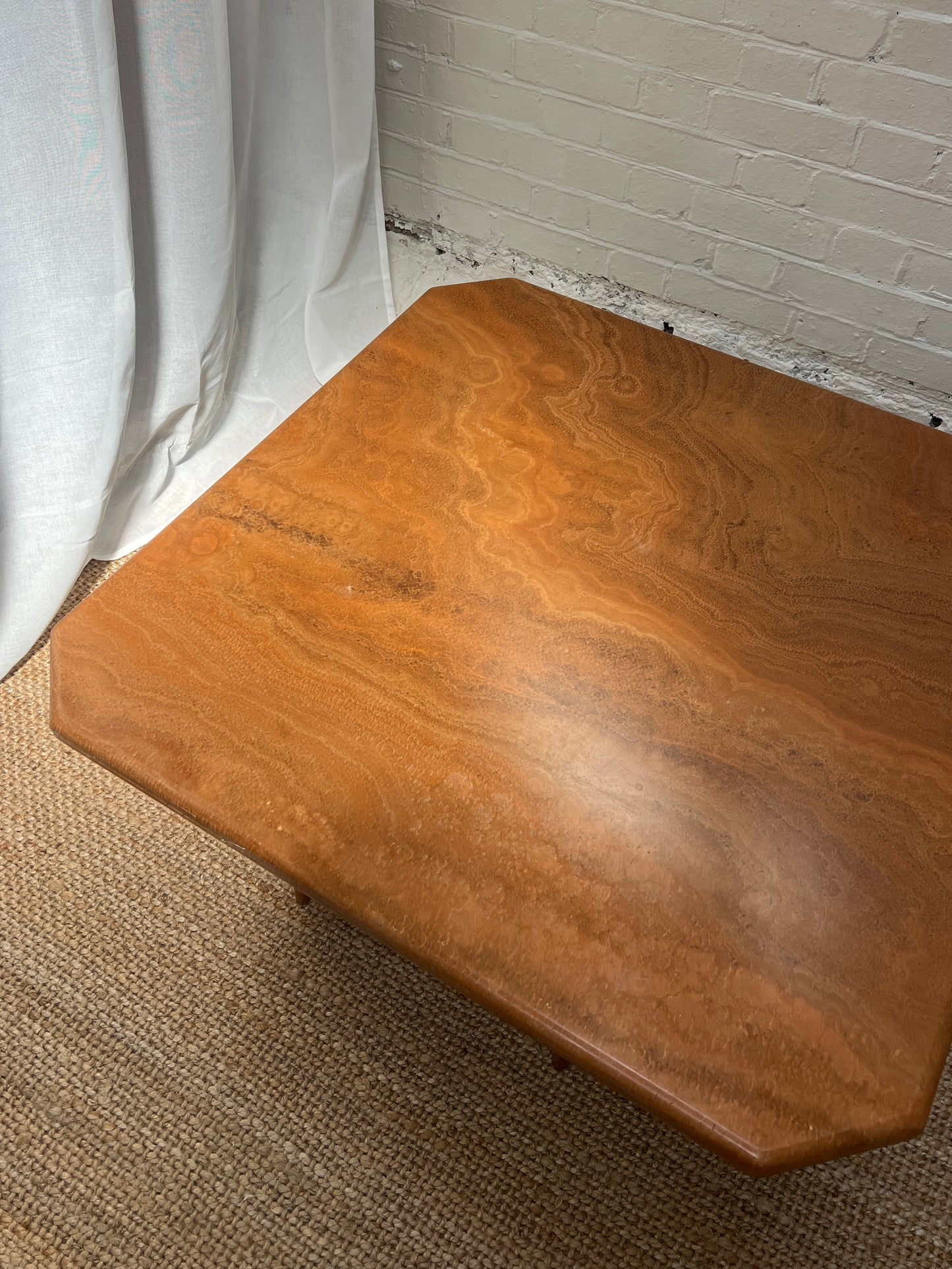 SQUARE RED MARBLE TABLE