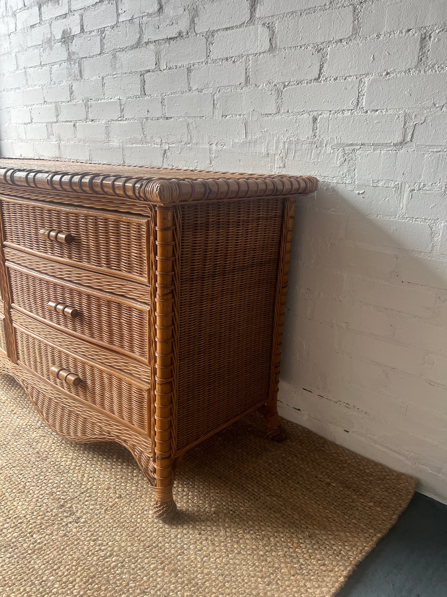 DOUBLE WICKER CHEST OF DRAWERS