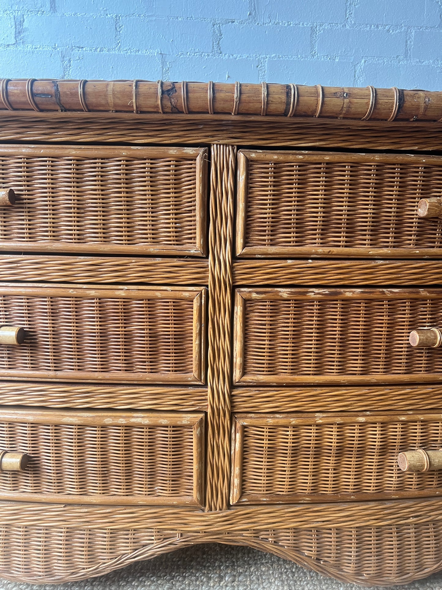 DOUBLE WICKER CHEST OF DRAWERS