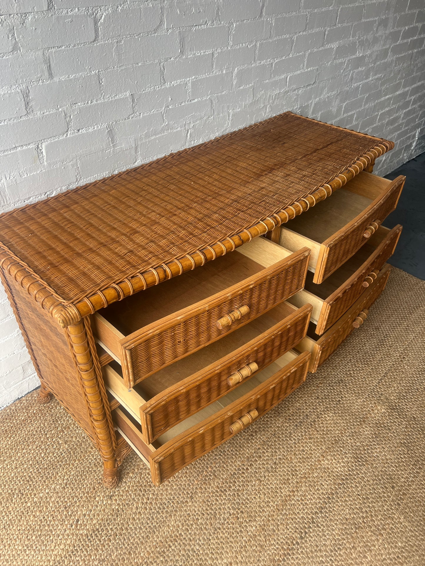 DOUBLE WICKER CHEST OF DRAWERS