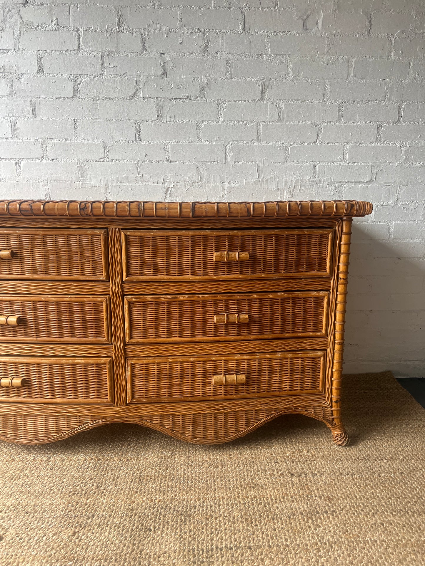 DOUBLE WICKER CHEST OF DRAWERS