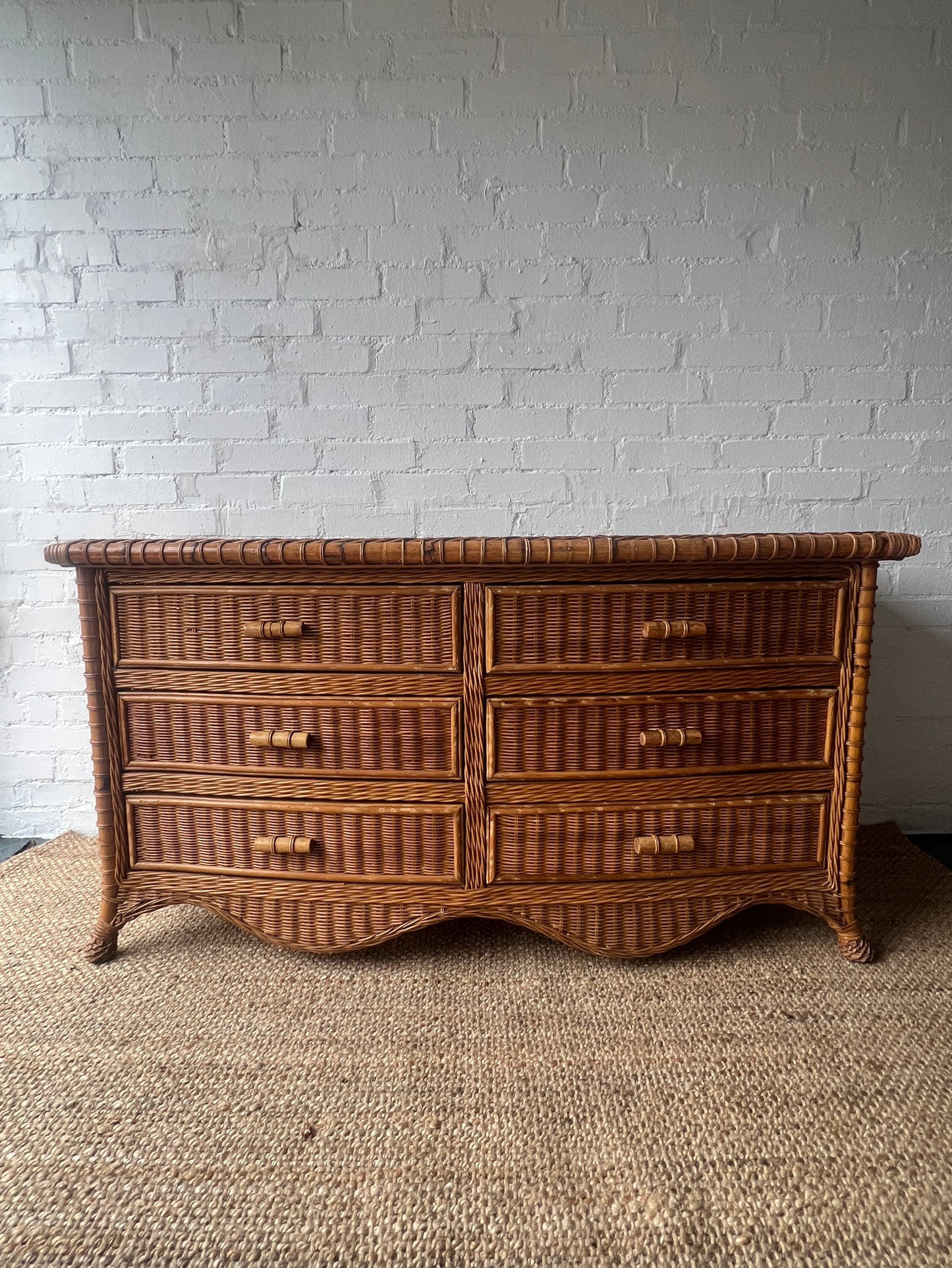 DOUBLE WICKER CHEST OF DRAWERS