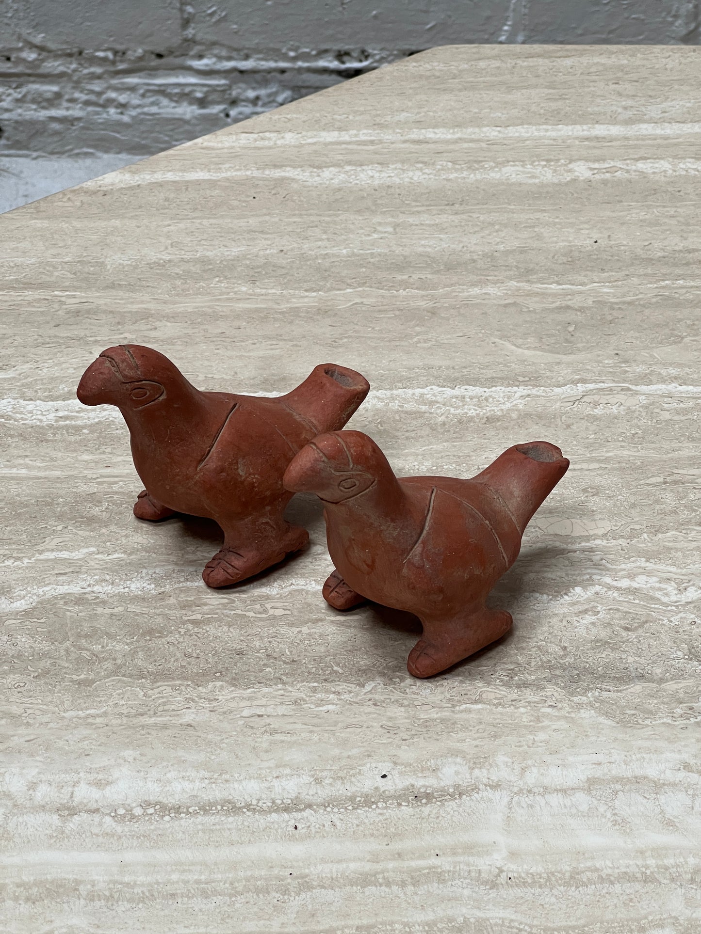 PAIR OF MEXICAN TERRACOTTA PARROTS